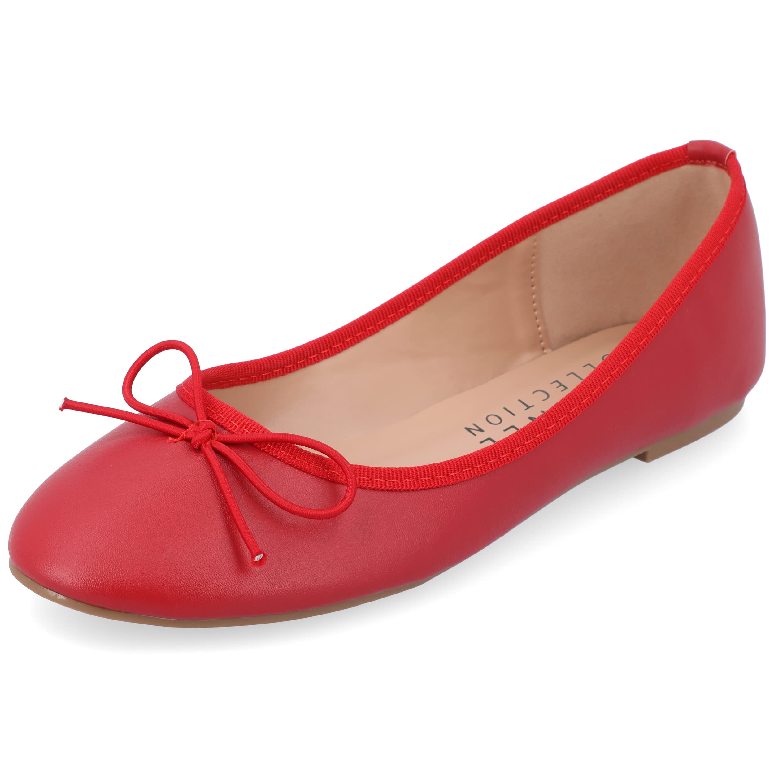Journee Collection Women's Vika Slip On Round Toe Ballet Flats - Comfortable Dress Shoes for Women - Red Size 11 - Perfect for Work, Office & Casual Outfits