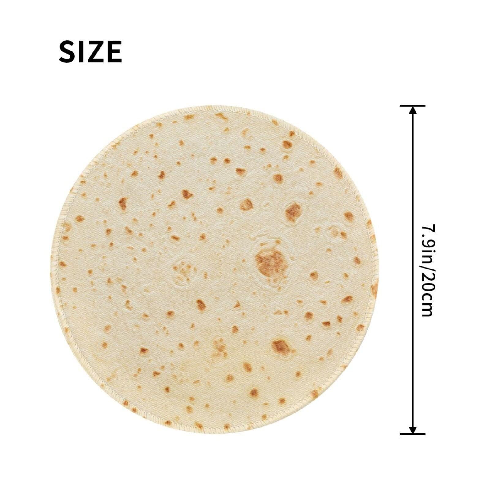 Non-Slip Round Mouse Pad - 7.9x7.9 Inch Tortilla Burrito Pancake Design Gaming Mouse Mat for Laptop, Computer, Work & Office - Perfect for Gamers, Home Office & Workstation Setup