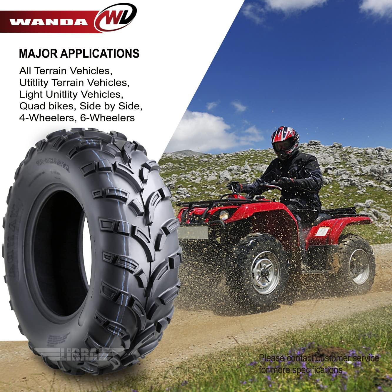 WANDA 25x8-12 ATV/UTV 6-Ply Light Mud Tires - Set of 2 (10243) - Perfect for Off-Roading, Trail Riding & Mud Adventures