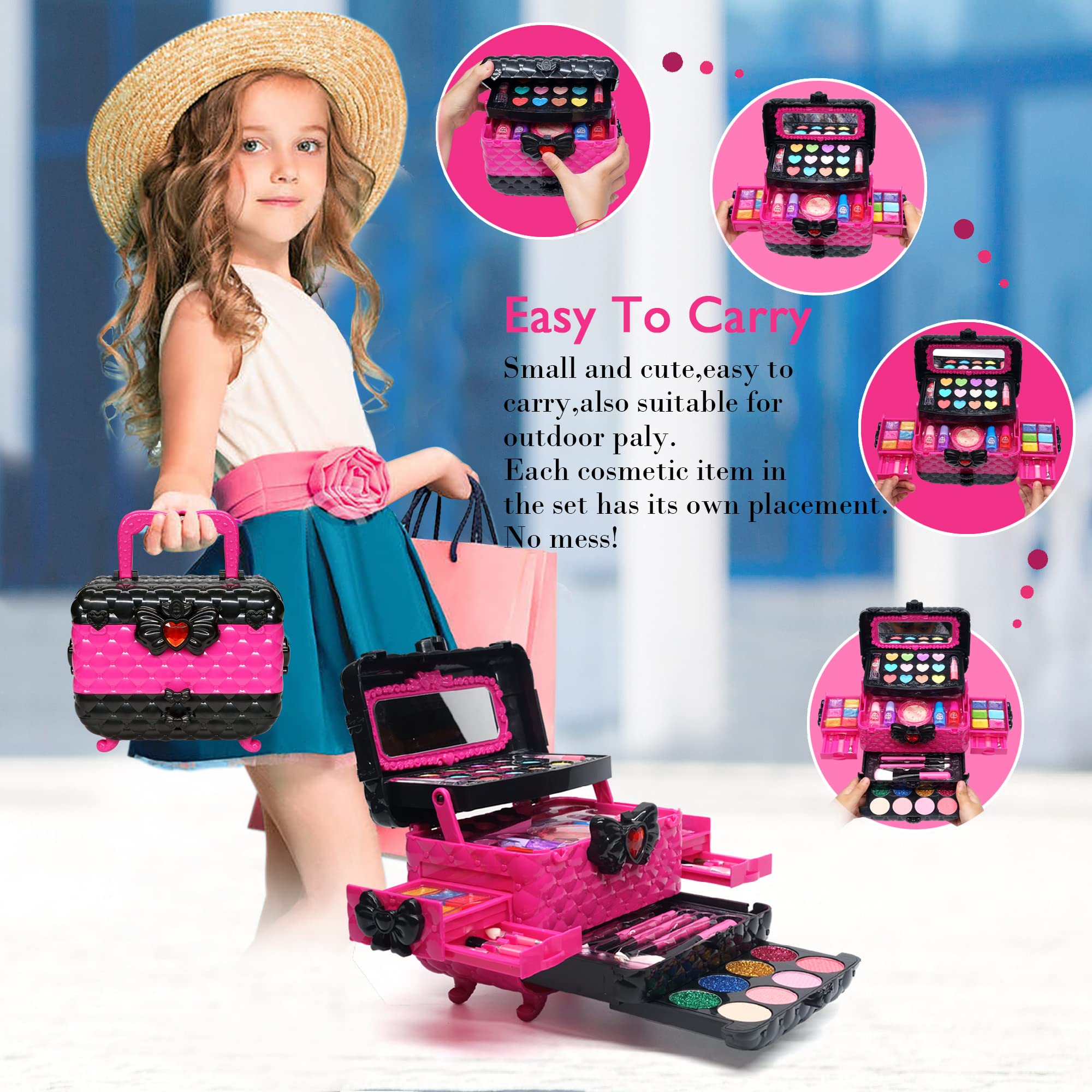 Kids Makeup Kit - 57 PCS Non-Toxic & Washable for Princess Play & Birthday Gifts