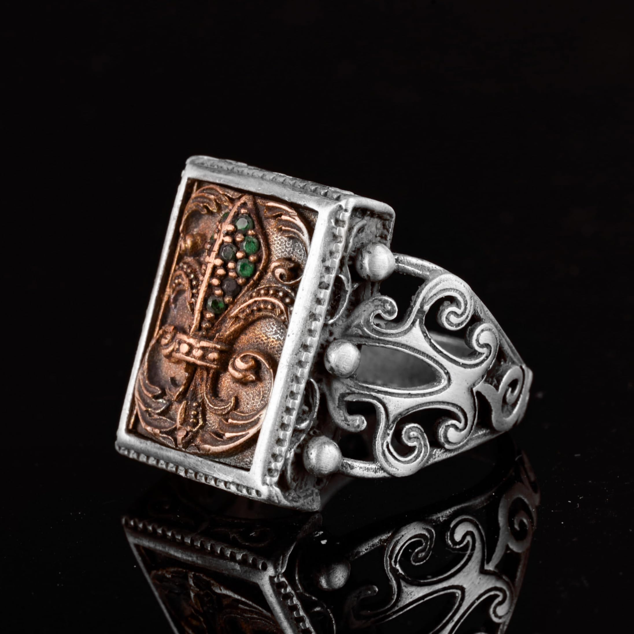 Lily of the Valley Ring for Men - 925 Sterling Silver Fleur-de-Lis Band Jewelry - Perfect for Weddings, Anniversaries & Gifts