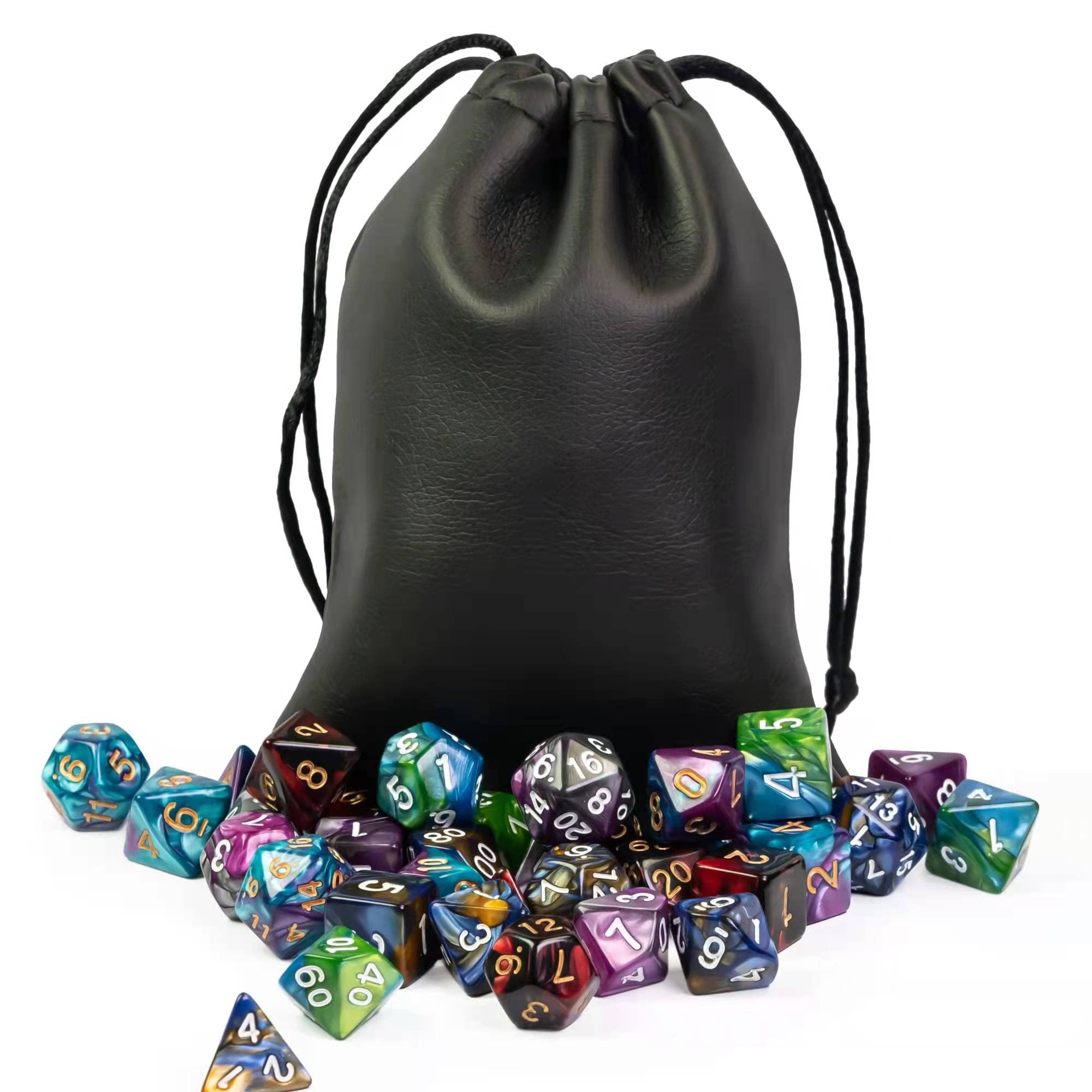 Premium 5 Sets DND Dice Polyhedral Dice Set (35pcs) with Leather Pouch - Vibrant Double-Color RPG Dice for Dungeons & Dragons, Pathfinder, MTG & Tabletop Gaming - Perfect for Campaigns, Gift Giving & Game Nights
