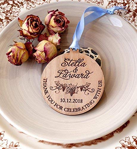 Personalized Wooden Wedding Favors - Set of 25 Handcrafted Keepsake Ornaments for Bridal Party, Guests & Couples - Perfect for Wedding Decor, Bridal Shower Gifts & Anniversary Celebrations
