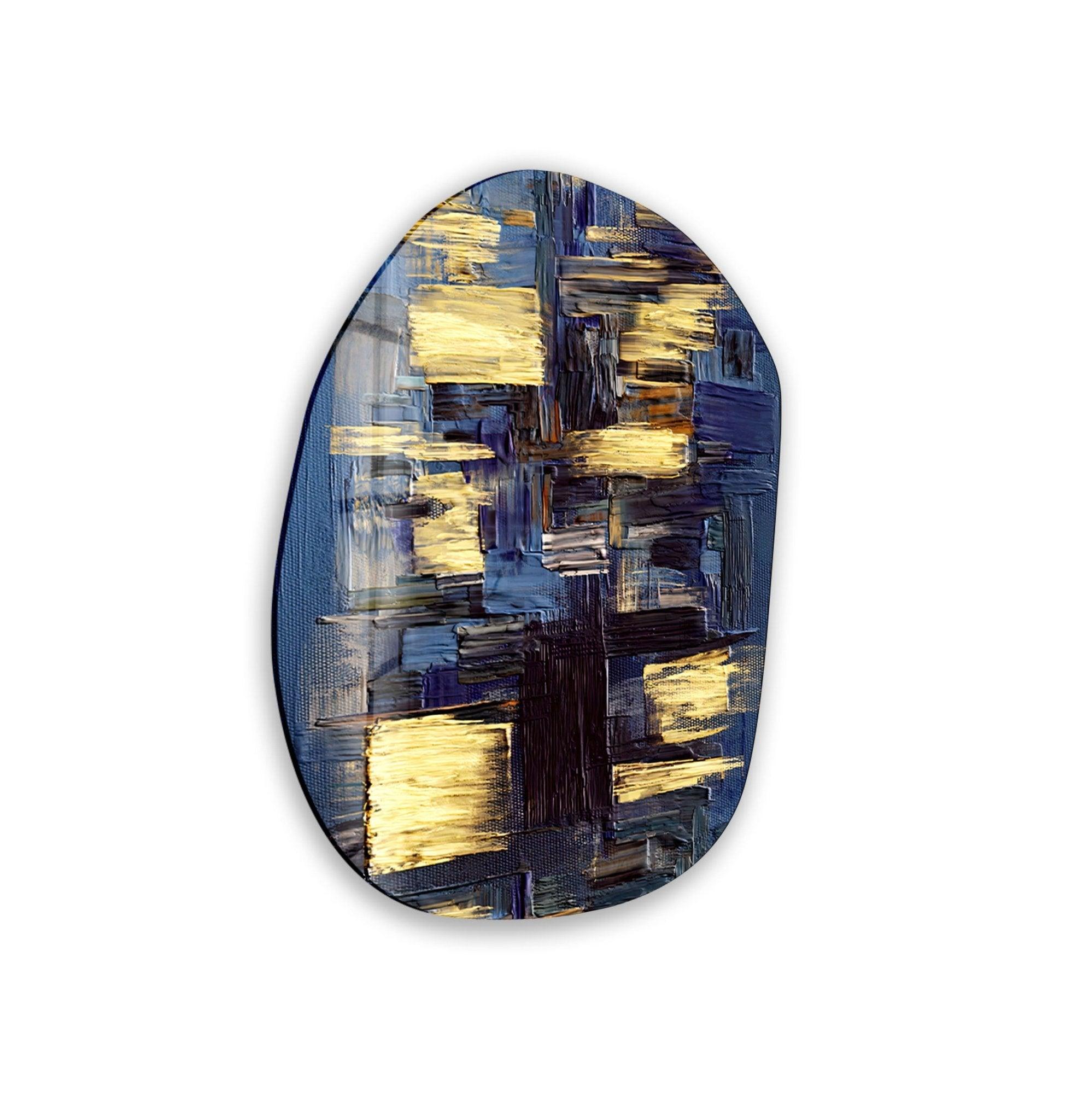 Abstract Blue & Yellow Glass Wall Art - Modern Handmade Decor for Living Room, Bedroom & Office - Unique Home & Office Decoration