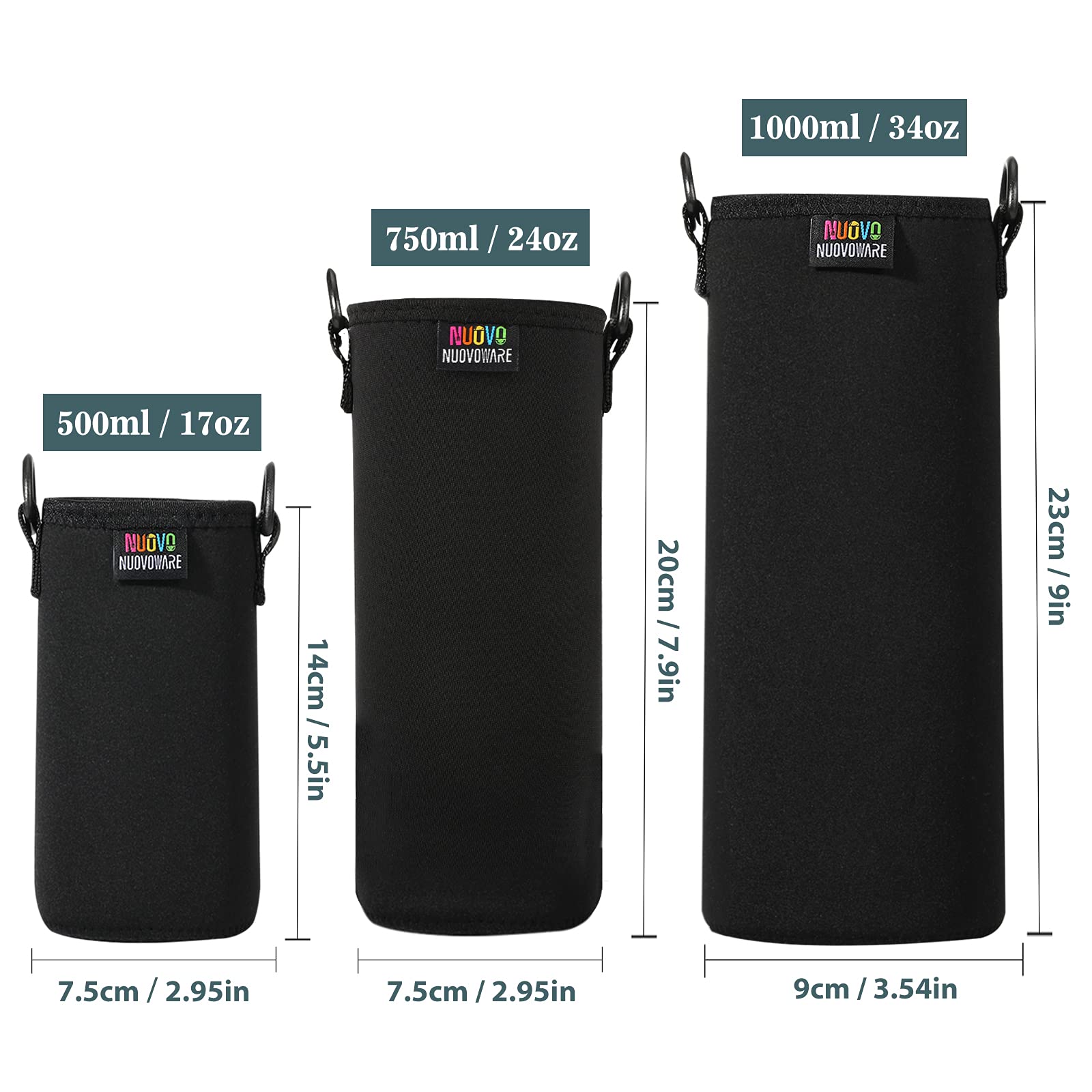Premium Neoprene Insulated Water Bottle Carrier Bag with Adjustable Shoulder Strap - Portable Sling Holder for Hiking, Gym & Travel - Nuovoware