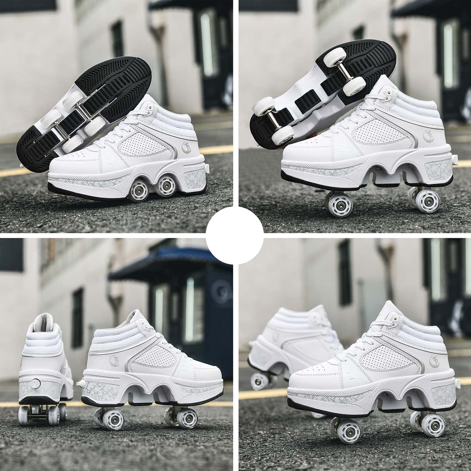 Best Women's & Kids' Roller Skate Shoes - Convertible 4-Wheel Sneakers for Outdoor Skating | Perfect for Girls, Boys & Adults | Great for Parks, Rinks & Street Skating