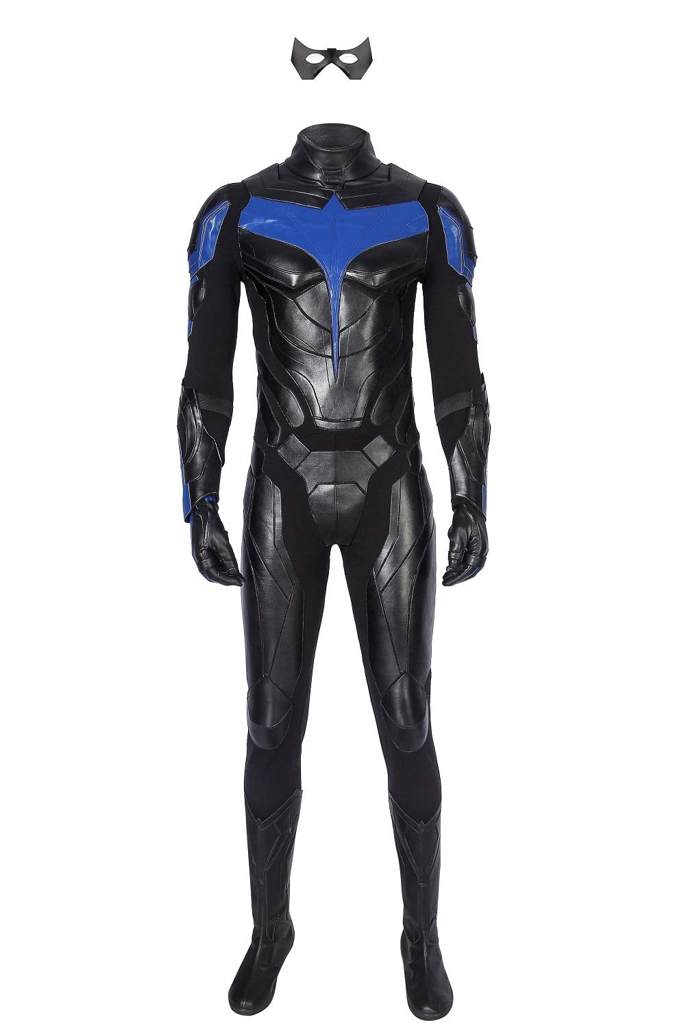 Men's Dick Grayson Nightwing Cosplay Costume Set - Jumpsuit, Gloves & Mask for Halloween, Comic Con & Superhero Parties