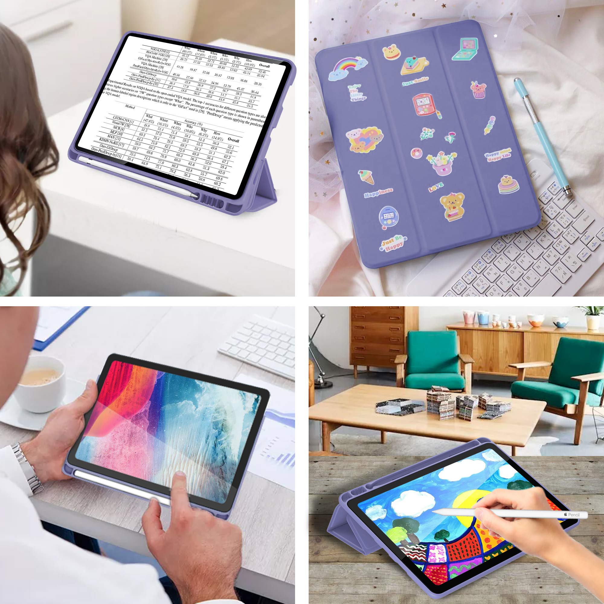 Ultra Slim Soft TPU iPad Air 3 Case (2019) with Pencil Holder & Auto Sleep/Wake - Full Body Protective Smart Cover for iPad Air 3rd Gen 2019 & iPad Pro 10.5 2017 - Perfect for Work, Travel & School (Lavender)