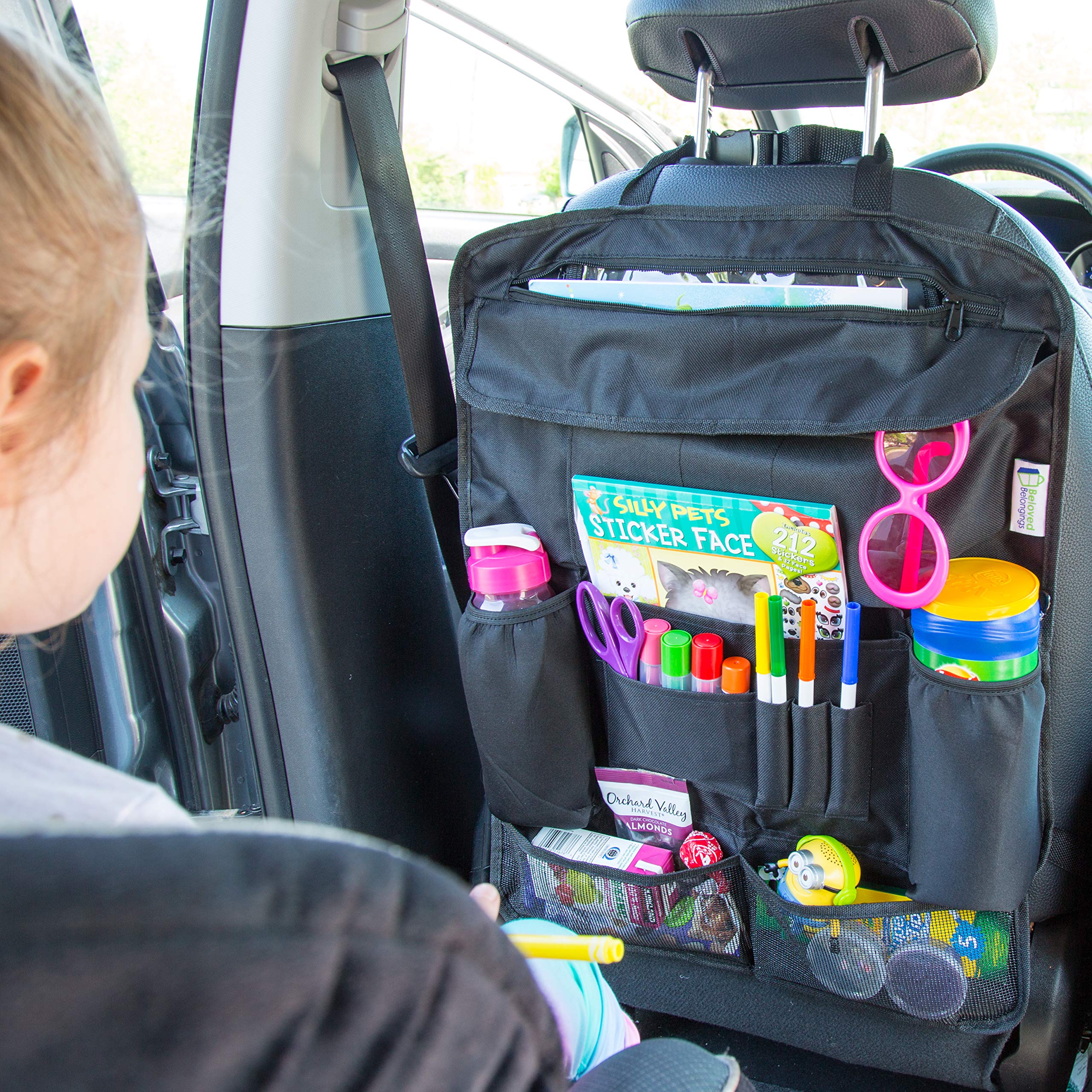 Backseat Car Organizer with 12 Compartments & iPad Holder - Waterproof Car Seat Protector for Kids, Travel & Road Trips | Perfect for Organizing Toys, Snacks & Essentials in SUV, Minivan & Family Vehicles