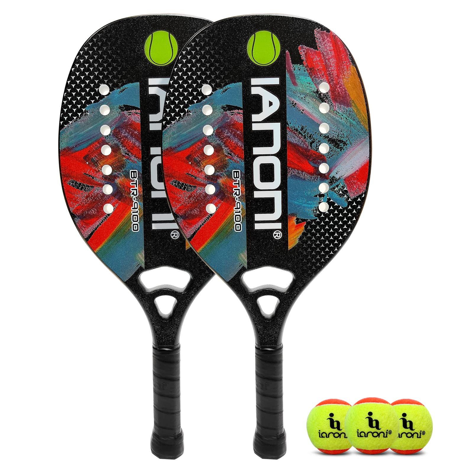 Premium Carbon Fiber Beach Tennis Paddle with EVA Memory Foam Core - Lightweight & Durable Racket for Outdoor Beach Tennis, Backyard Games & Summer Sports Activities