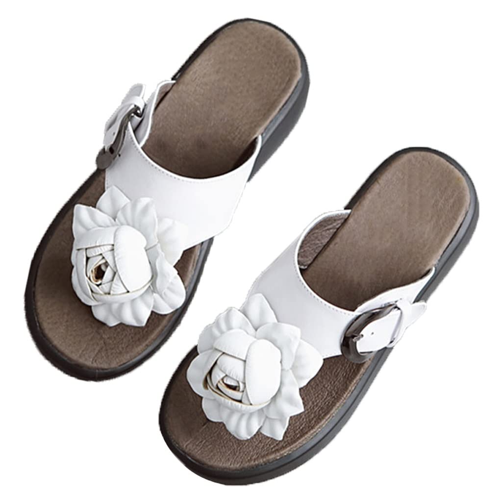 XUEMML Women's Summer Beach Flip Flops - Soft PU Leather Wedge Sandals with Adjustable Strap for Indoor/Outdoor Wear | Comfortable Platform Slippers for Poolside, Vacation, and Casual Everyday Use