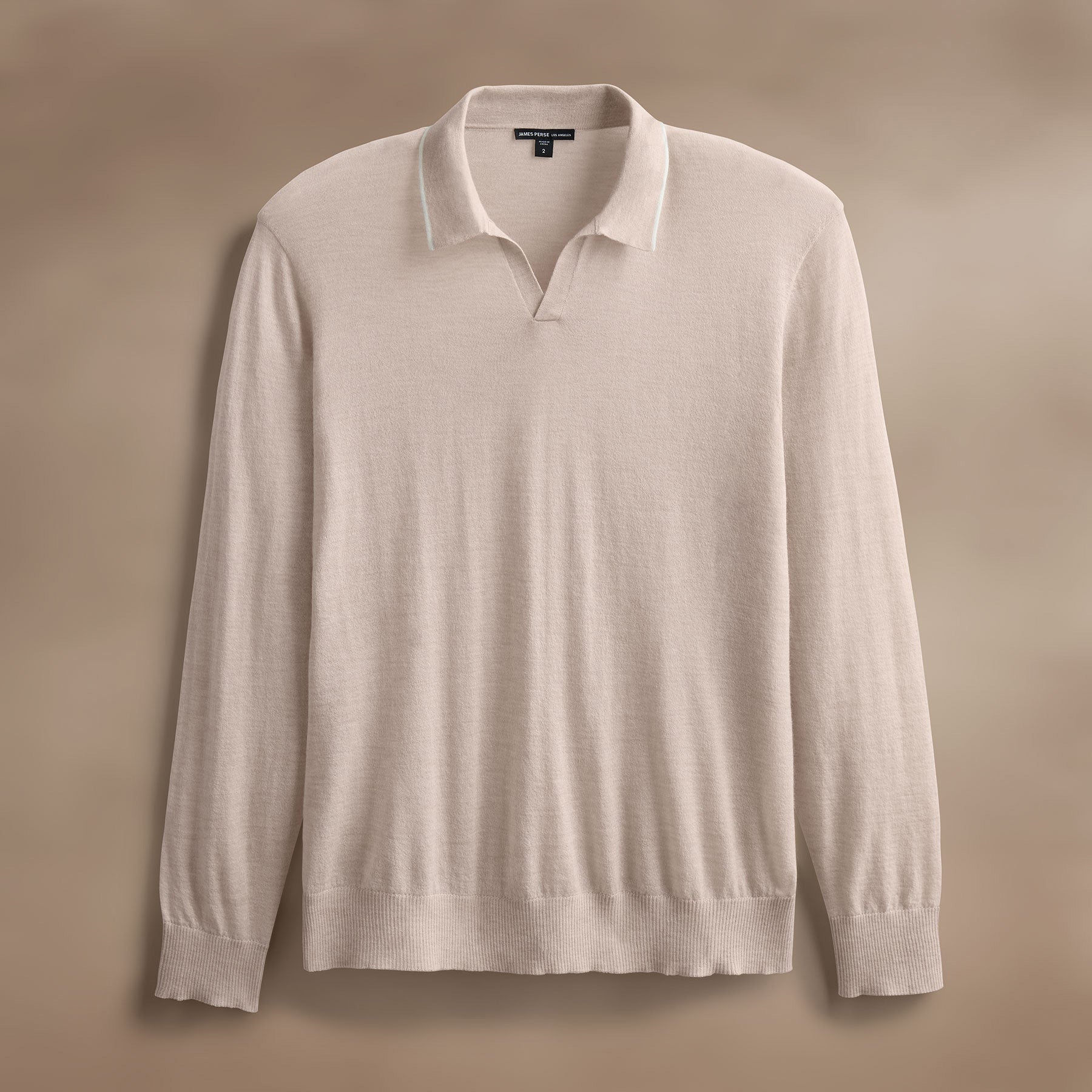 Premium Ultrafine Cashmere Tipped Open Polo Shirt for Men - Soft Luxury Knitwear in Balsa/Ivory - Perfect for Business Casual & Smart Office Wear