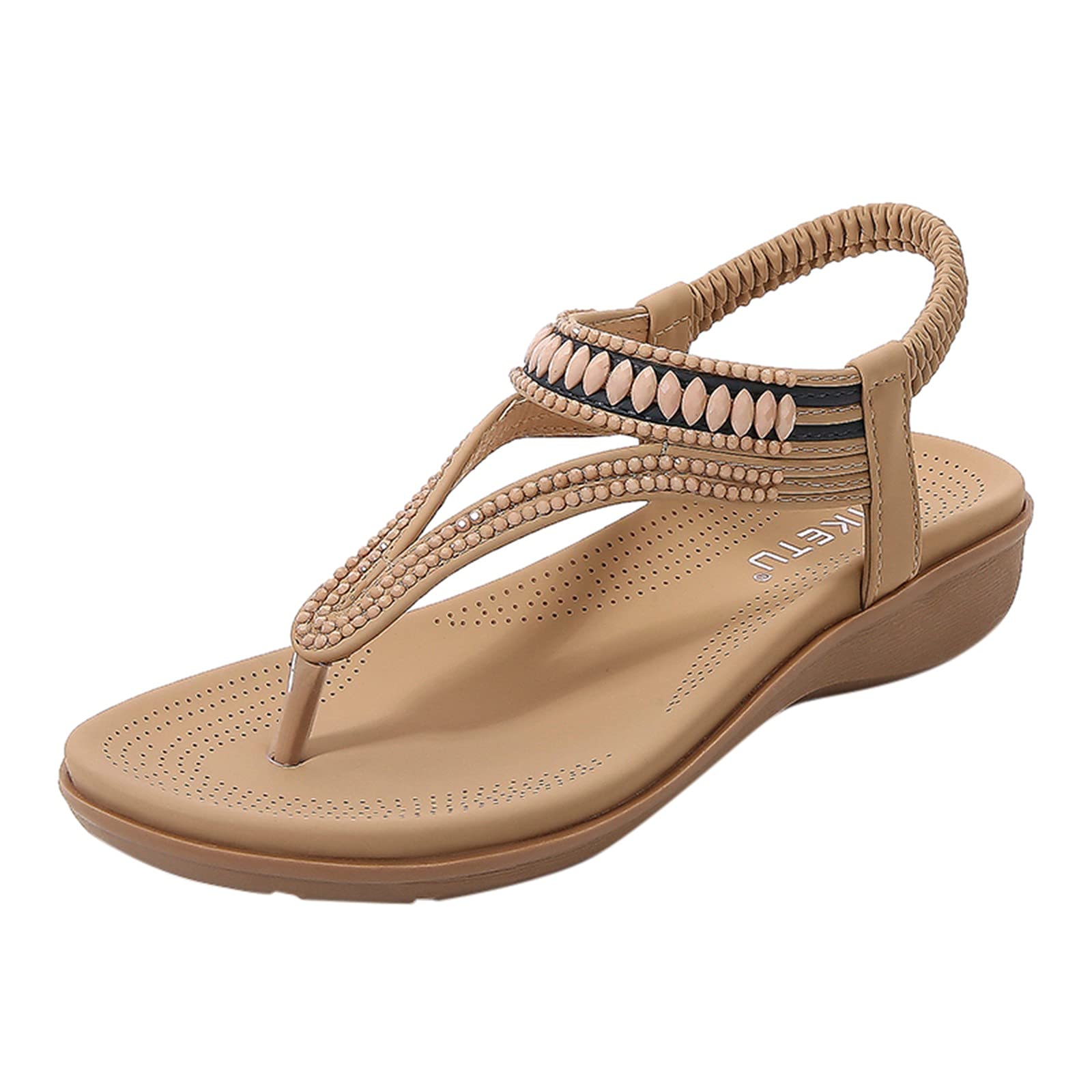 Women's Gold Clear Wedge Sandals - Low Heel Summer Flip Flops for Brides & Beach Weddings | Comfortable Casual Sandals for Outdoor, Vacation & Party Wear