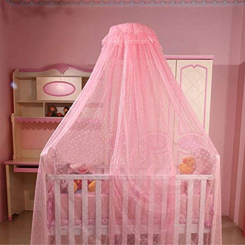 Princess Dome Baby Mosquito Net - Pink Nursery Crib Bed Canopy Mesh Insect Protection for Newborns & Toddlers | Perfect for Indoor & Outdoor Use, Travel, Camping, and Home Decor
