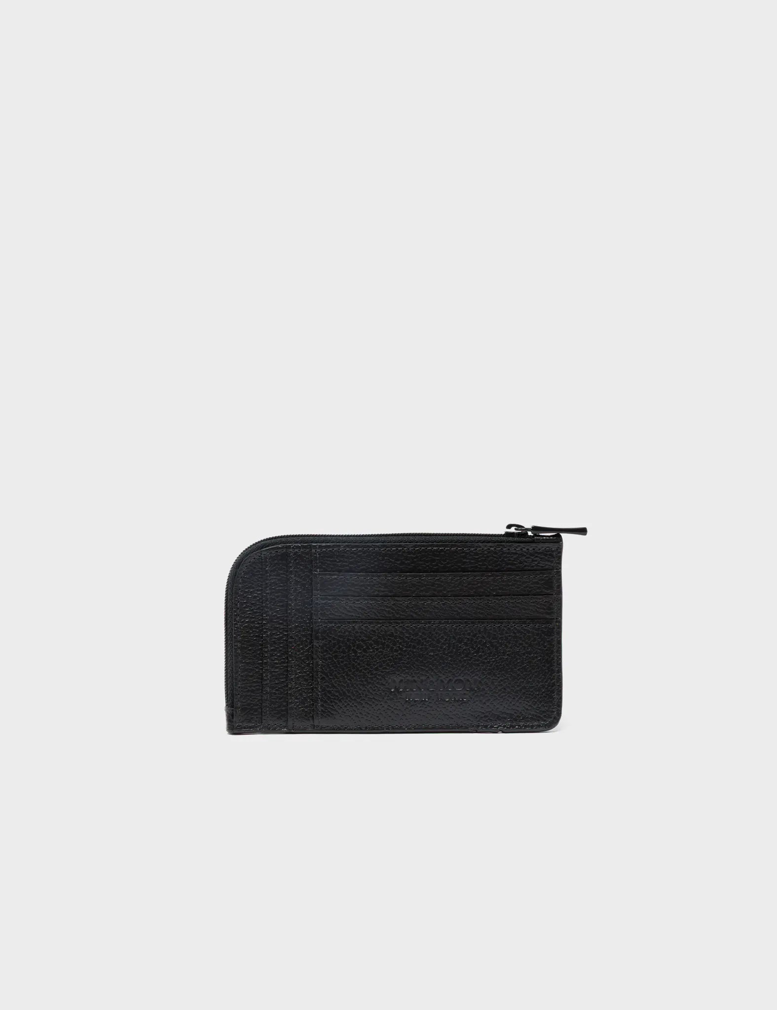 Fausto Black Leather Zip Around Cardholder with Metal Platform Print - Slim RFID Blocking Wallet for Men & Women - Perfect for Travel, Business, and Everyday Use