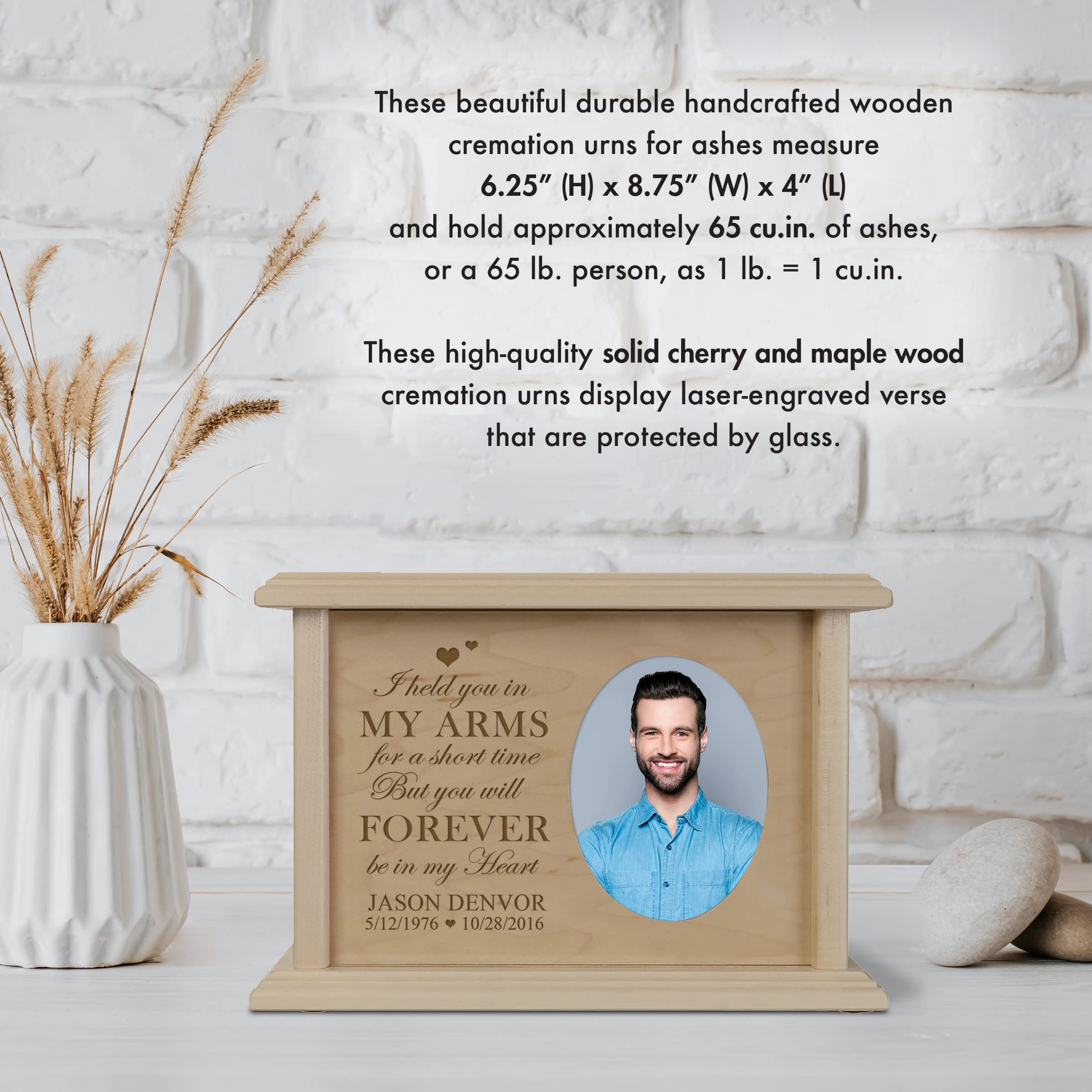 Lifesong Milestone Small Wooden Urn for Adult Ashes - Memorial Keepsake for Loved Ones - Handcrafted Picture Wall Urn for Men & Women - Perfect for Home Memorials, Funeral Services & Grieving Gifts
