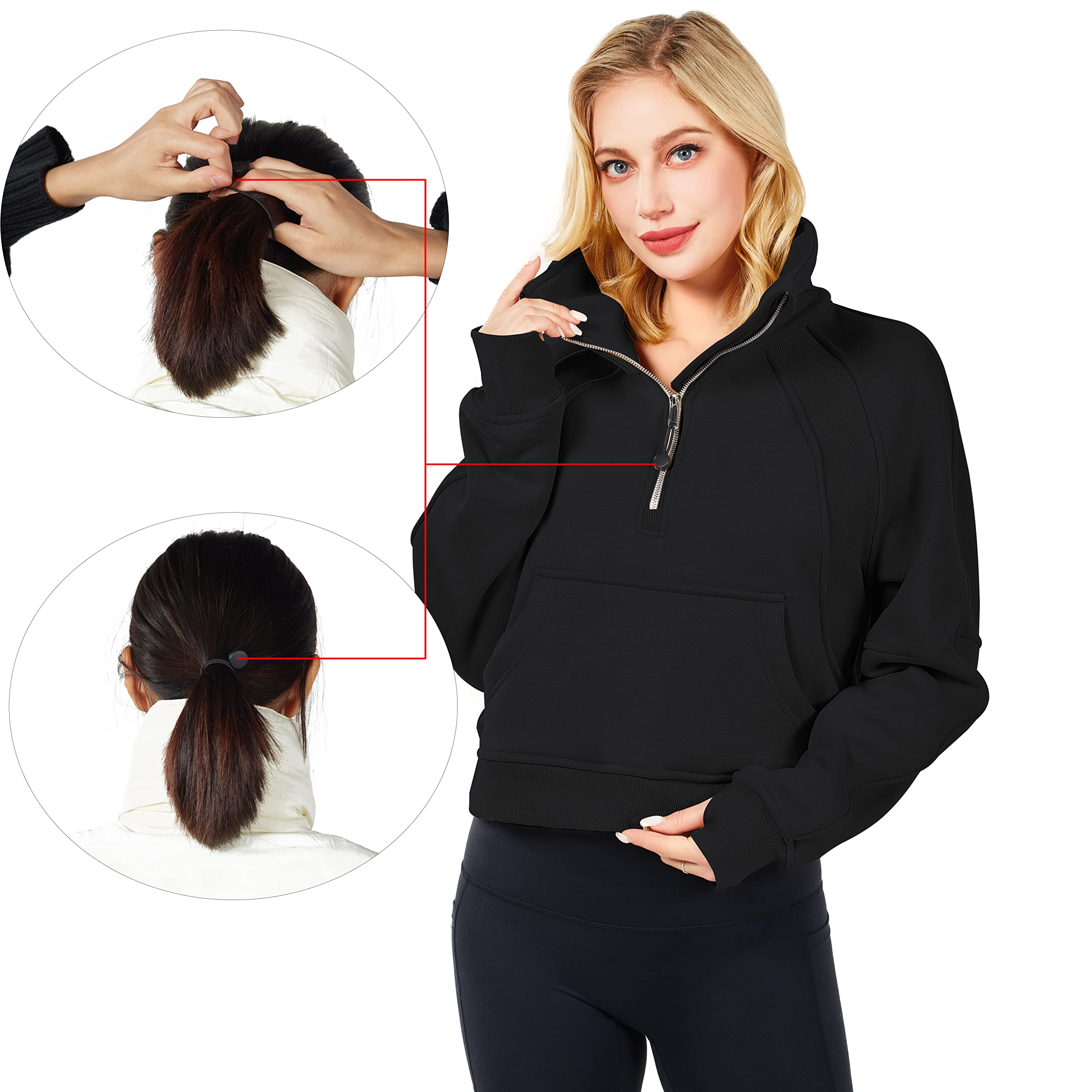 Women's Half Zip Pullover Sweatshirt - Long Sleeve Stand Collar Crop Fleece Lined Top for Spring 2025 | Casual Outfits, Layering & Outdoor Activities