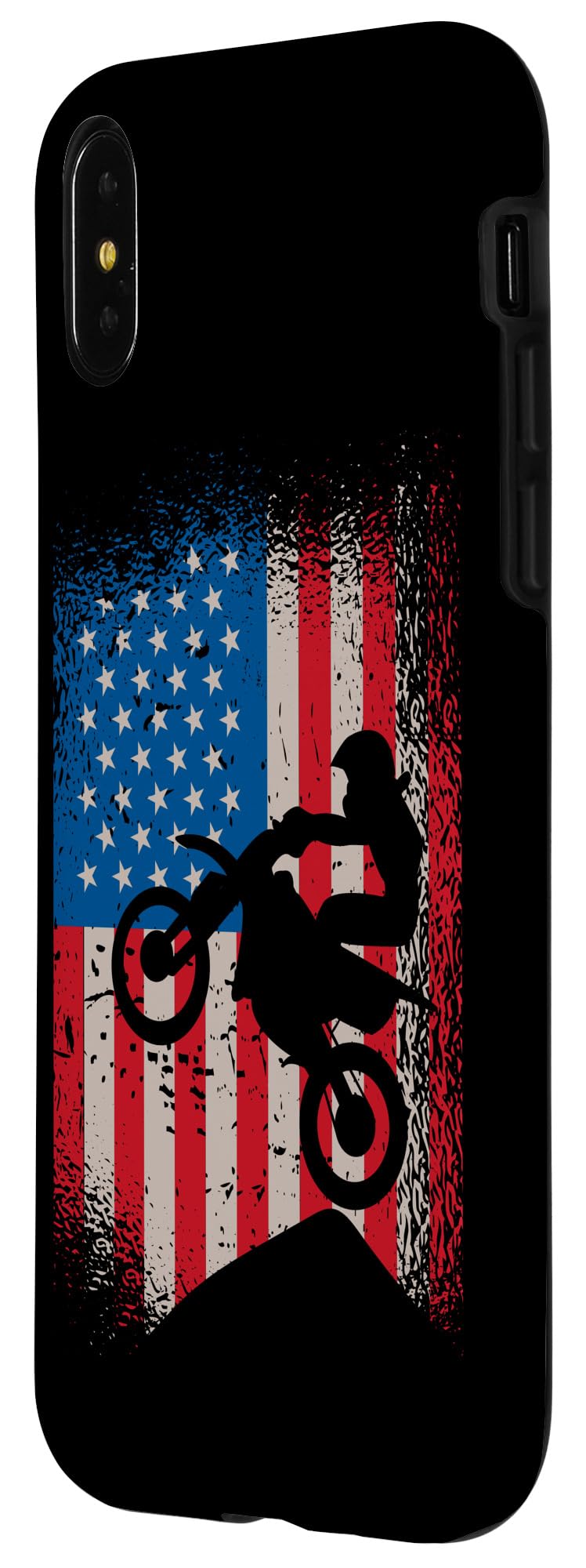 Patriotic American Flag iPhone X/XS Case - Dirt Bike Motocross Biker Design, Perfect for Outdoor Adventures & Motorcycle Enthusiasts