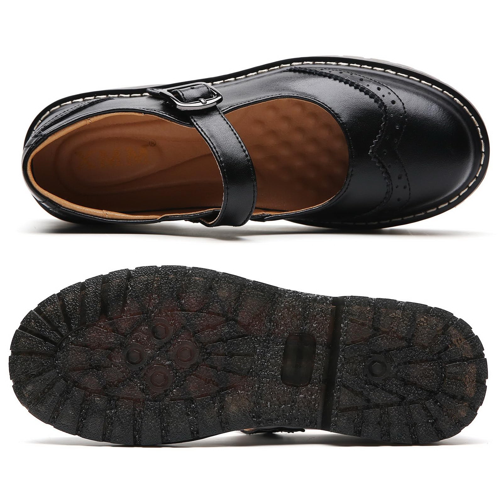 Women's Mary Jane Flats - Comfortable Leather Oxford Shoes with Round Toe & Non-Slip Sole | Dressy & Casual Style for Work, School & Everyday Wear | Perfect for Office, Classroom & Daily Outfits