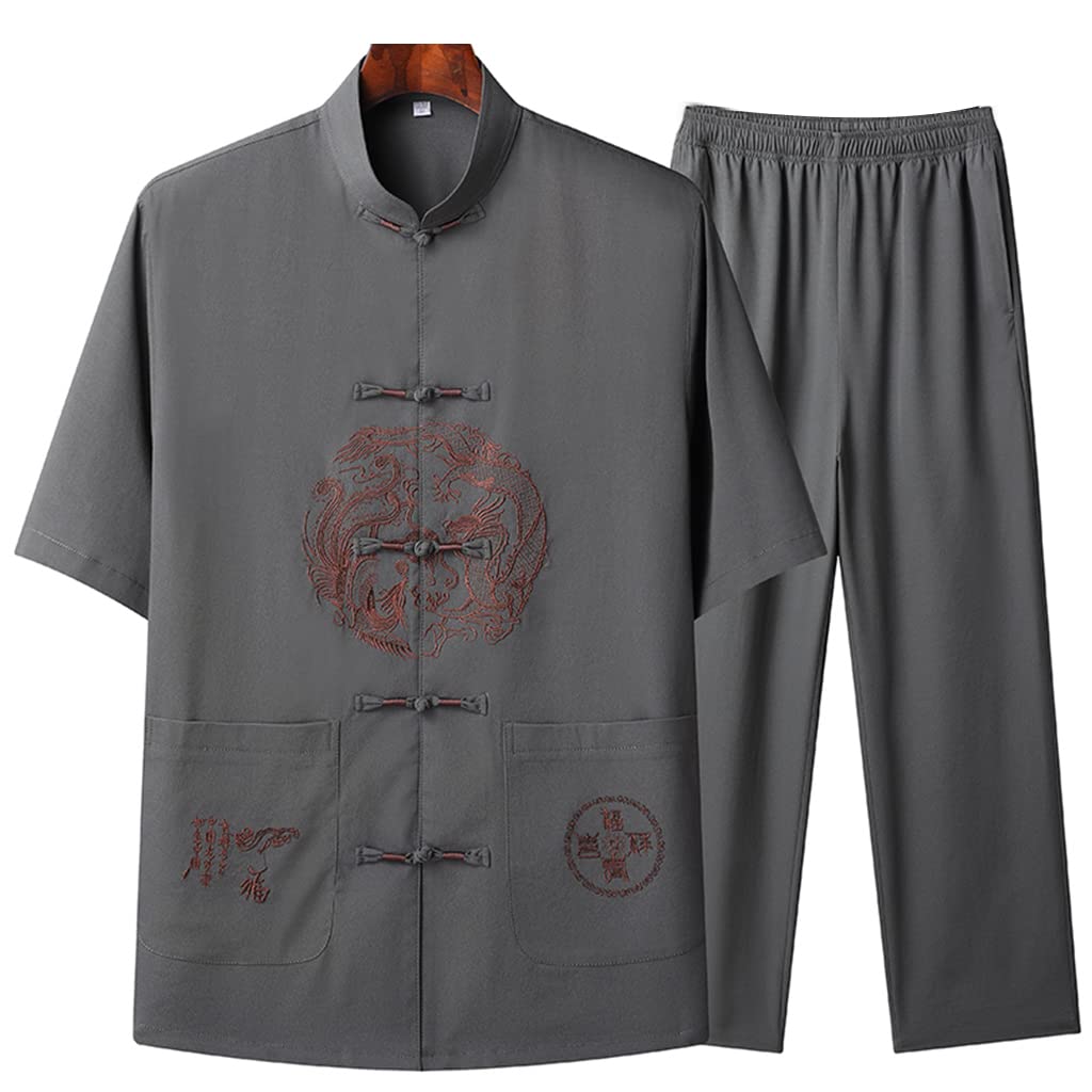 Men's Summer Thin Tai Chi Uniform & Tang Suit Pants - Chinese Traditional Kung Fu Clothing for Martial Arts (Grey, Sizes 1-4XL) - Perfect for Tai Chi Practice, Kung Fu Training & Cultural Performances