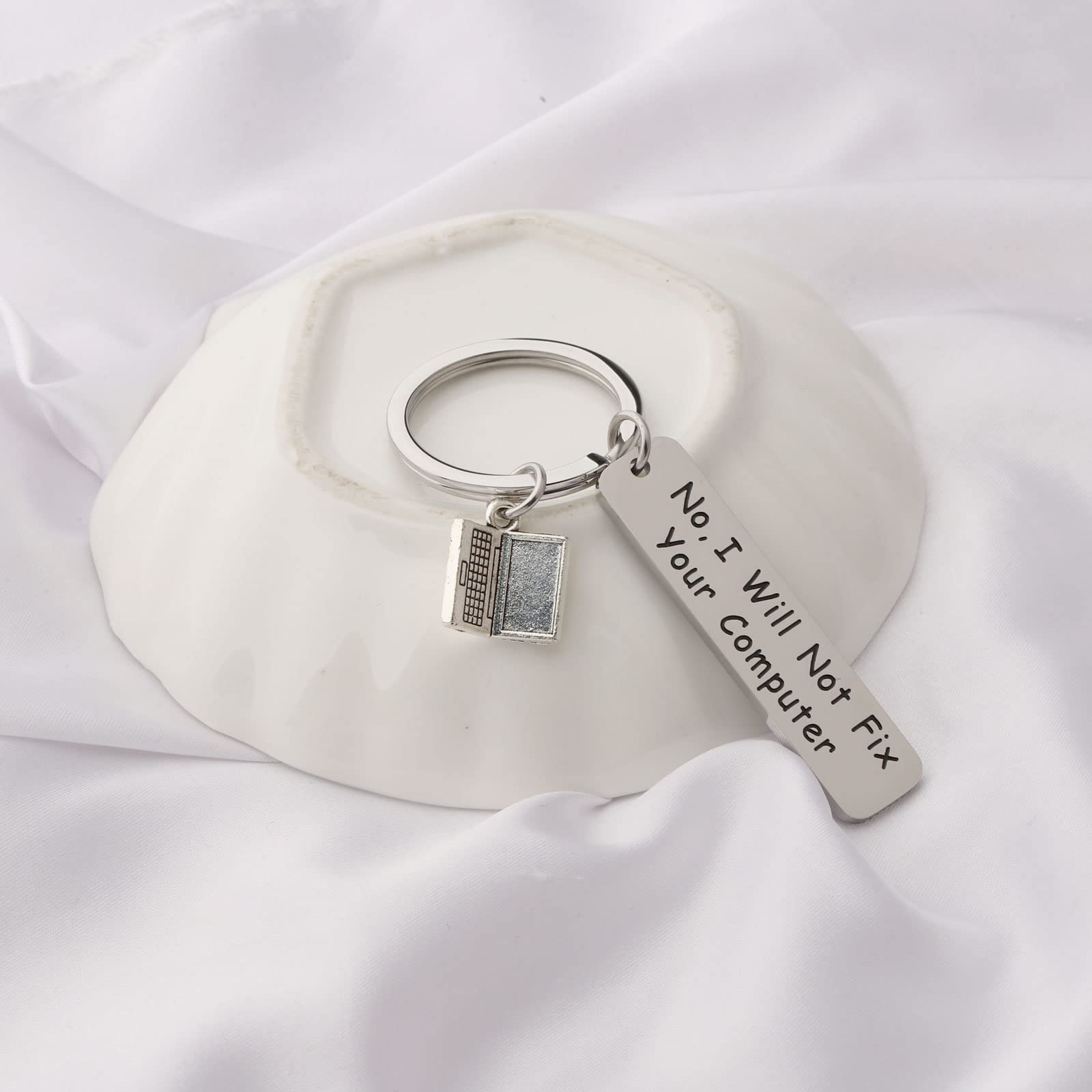 FUSTMW Programmer Keychain - 'No I Will Not Fix Your Computer' Funny Tech Gift for Developers & IT Professionals - Perfect for Coding Enthusiasts, Office Decor, and Geeky Gifts