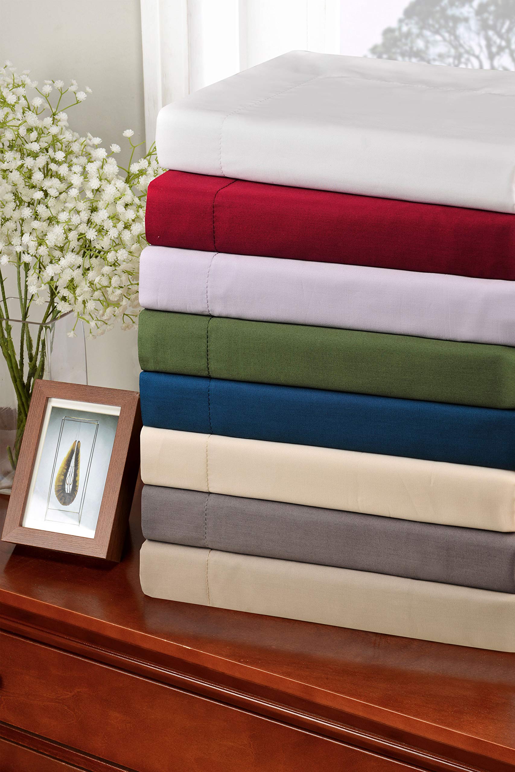 Premium 300-Thread Count Percale Cotton Duvet Cover Set - King Size Tan 3-Piece Bedding with Sateen Weave | Ultra Soft, Cooling & Breathable for All-Season Comfort | Perfect for Master Bedroom, Guest Room & Hotel Luxury