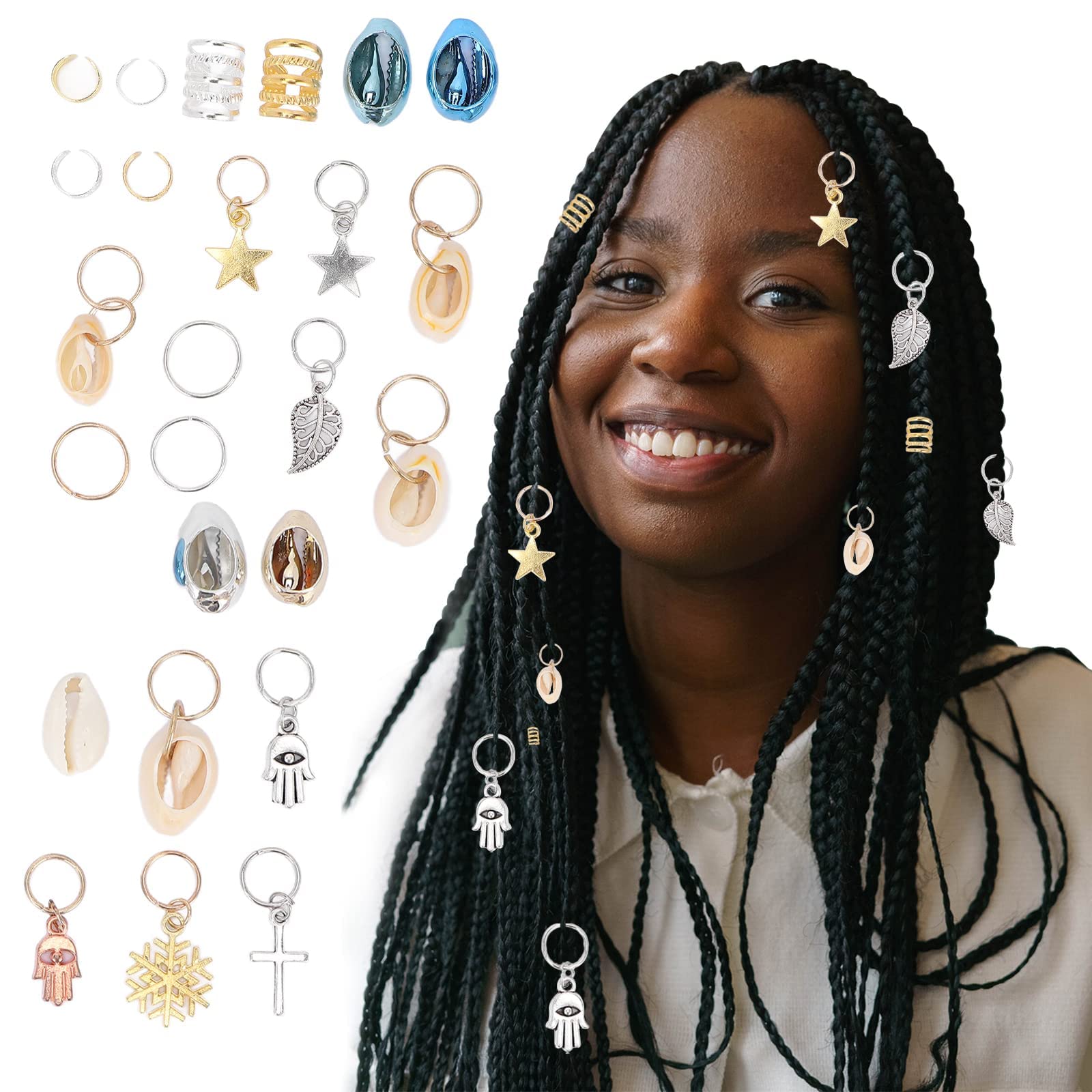 115pcs Vintage Hair Braiding Beads Rings - DIY Hair Accessories for Beard, Braids & Bracelets | Fashion Jewelry for Men & Women | Perfect for Home Decor, Parties & Festival Outfits