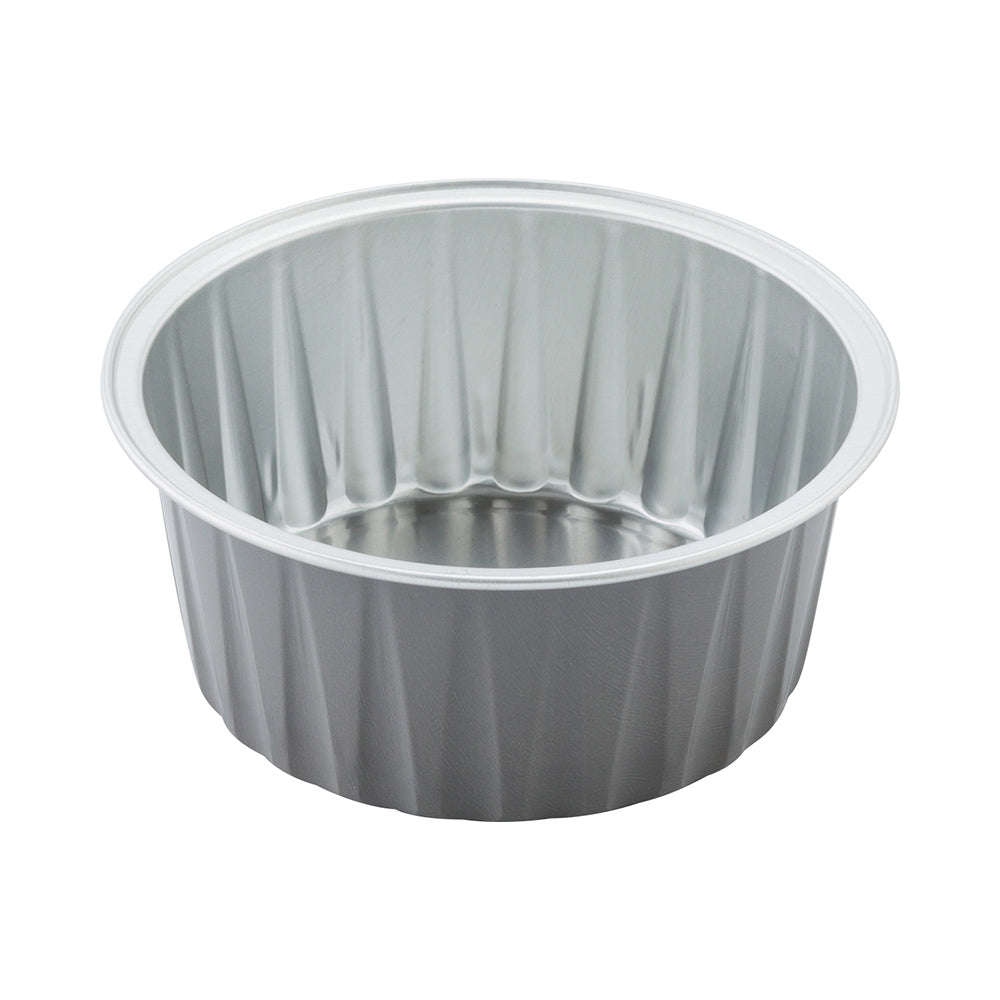 4 oz Round Gray Aluminum Baking Cups with Lids - 3.25