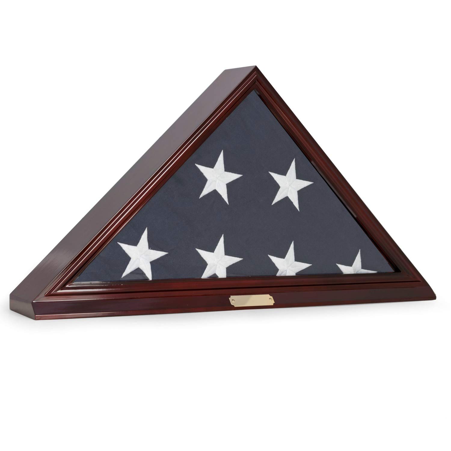 Bey-Berk Custom Personalized Solid Wood Triangle Glass Front Flag Display Case - Perfect for Military, Sports, and Memorial Flag Preservation