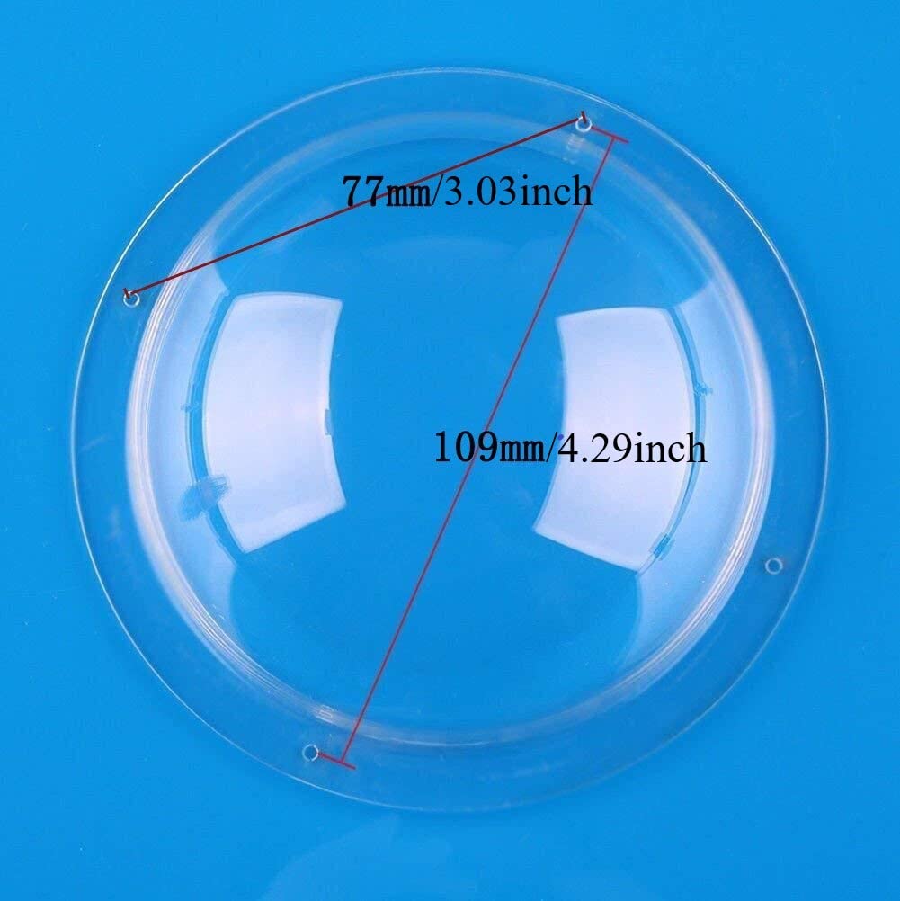 3.94 Inch (100MM) Clear Acrylic Dome Flange with 4 Holes - Replacement CCTV Camera Cover for Indoor/Outdoor Security Surveillance - Durable Plastic Hemisphere Housing for Home & Business Protection