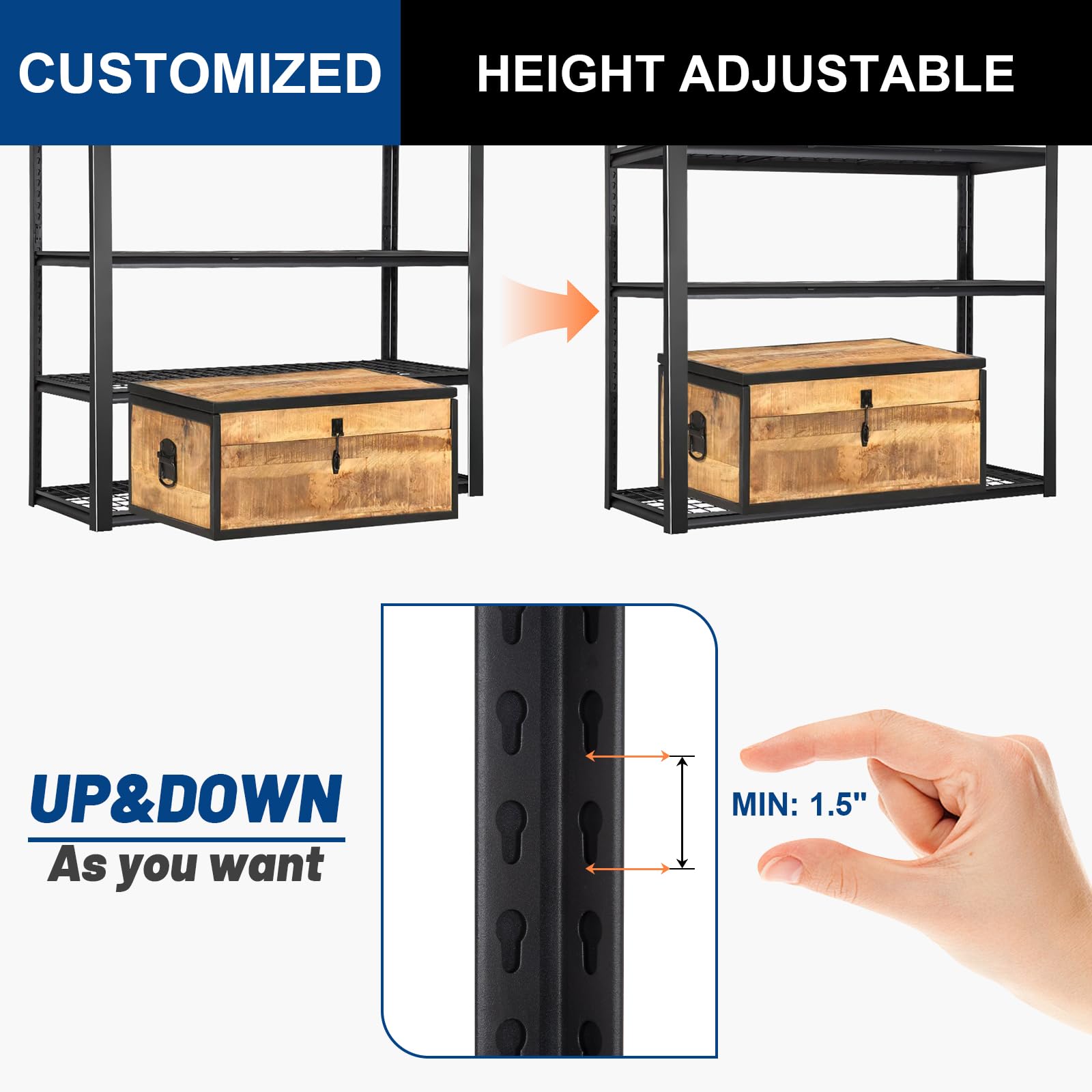 Heavy Duty 5-Tier Industrial Garage Shelving Unit - 2500LBS Capacity, 48