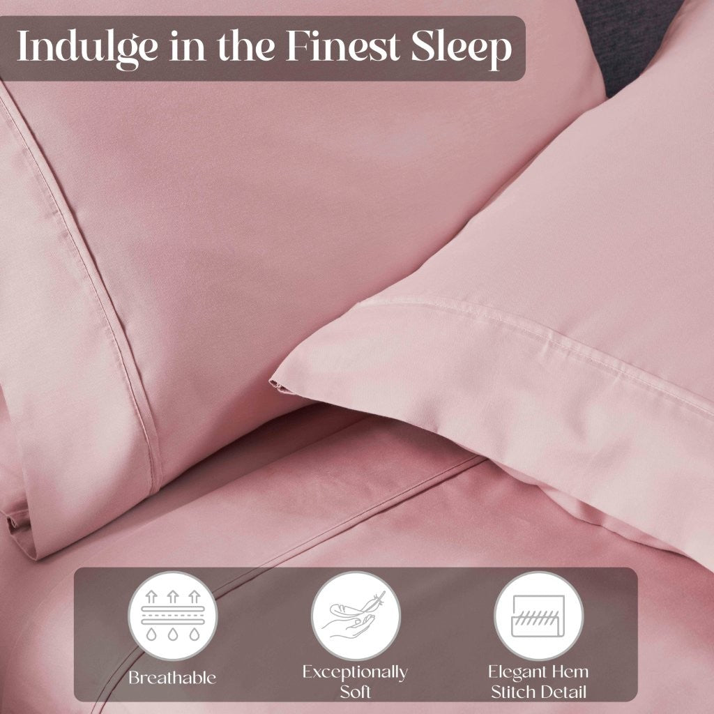 Premium 1400-1500 Thread Count Cotton Blend Deep Pocket Bed Sheet Set - Ultra Soft & Breathable for a Comfortable Sleep - Perfect for Master Bedroom, Guest Room & Dorm