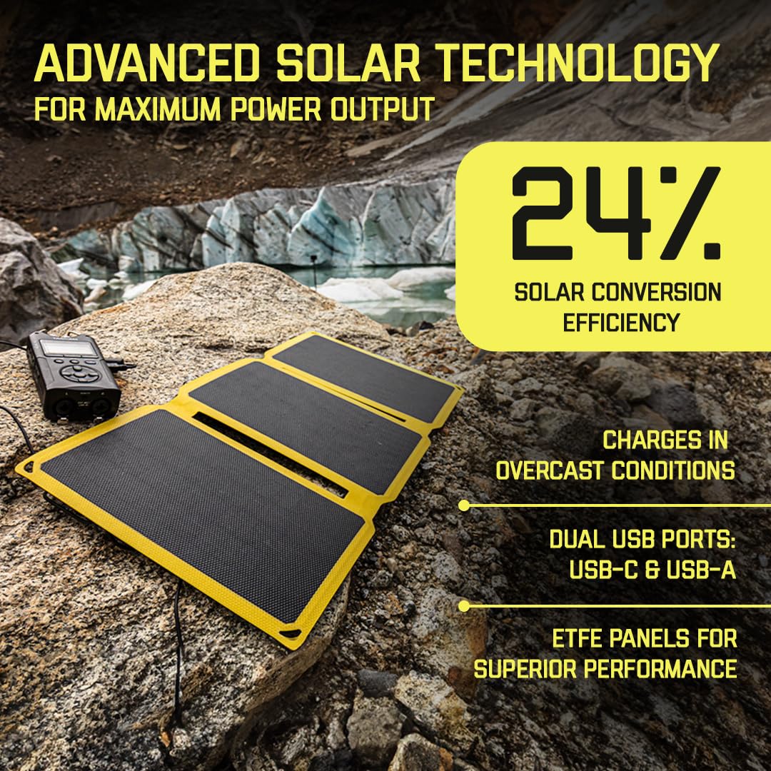 SunJack 25W Foldable IP67 Waterproof ETFE Monocrystalline Solar Panel with Dual 10000mAh Power Banks (USB-A & USB-C) - Portable Charger for Phones, Tablets - Perfect for Backpacking, Camping, Hiking & Outdoor Adventures