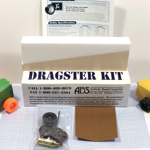 ABS CO2 Dragster Kits - 50 Piece Bulk Pack with Basswood Body for School STEM Projects & Science Competitions