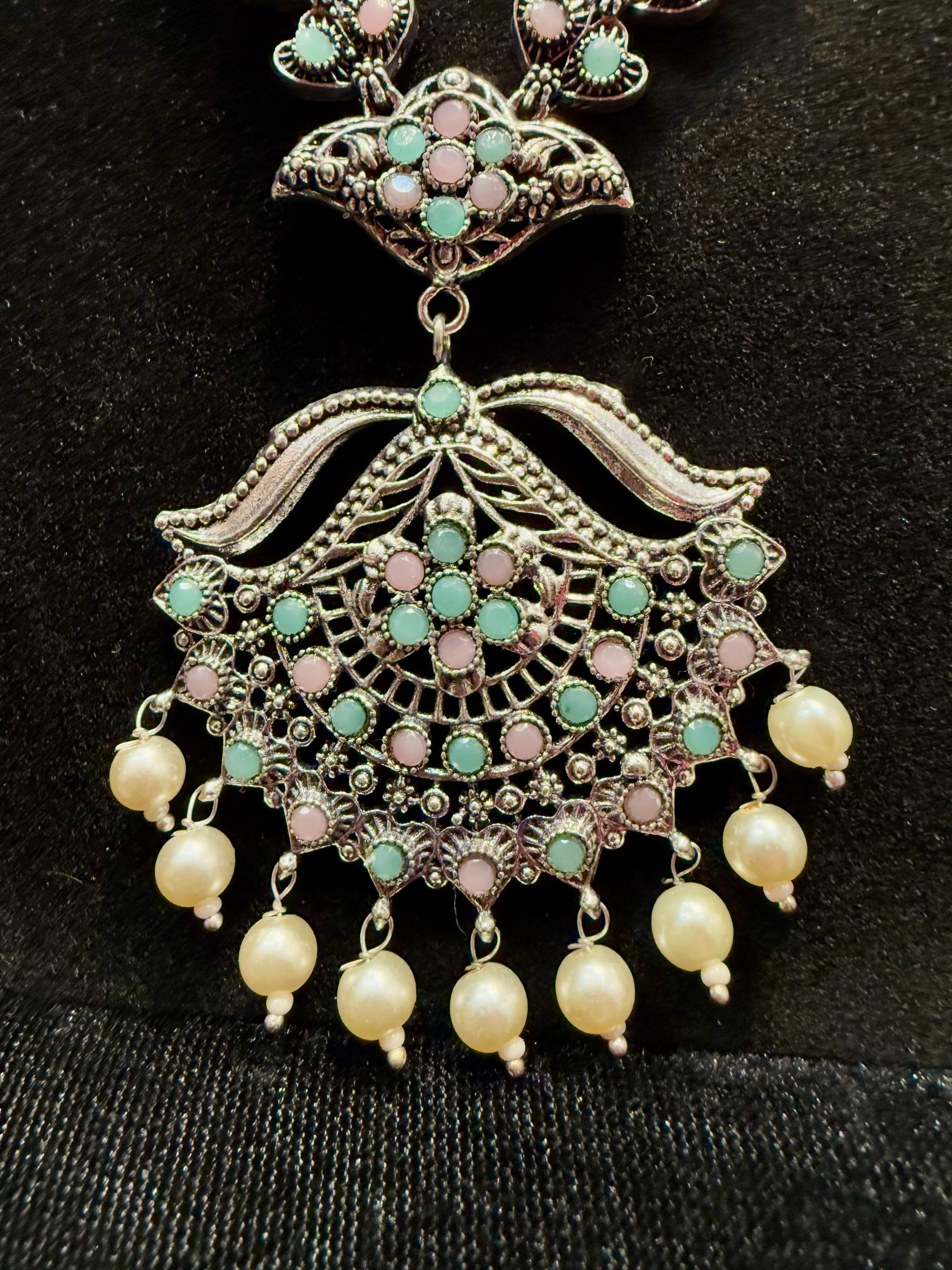 Elegant Multi-Colored Beaded Necklace and Earrings Set with White Beads - Perfect for Parties, Weddings, and Special Occasions