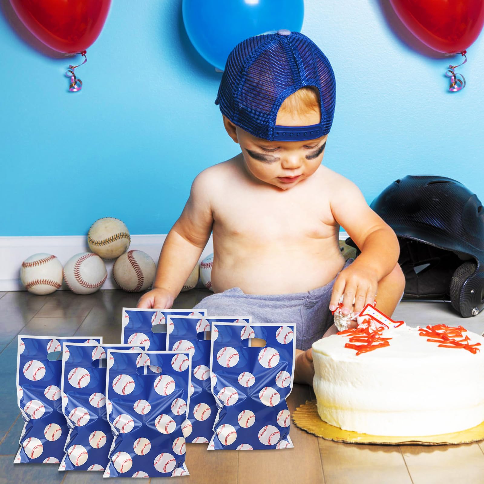 50pcs Baseball Party Favor Bags - Baseball Themed Gift Bags with Sport Design for Birthday, Festival & Sports Events - Perfect for Candy, Snacks & Goodie Supplies at Baseball Games, Team Parties & Celebrations