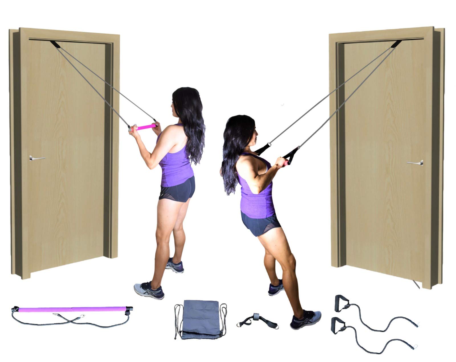 Portable Pilates Bar Kit with Resistance Bands & Door Anchor - Full Body Toning, Yoga & Home Workout Equipment for Women & Men | Perfect for Home Gym, Pilates, Yoga & Stretching Exercises