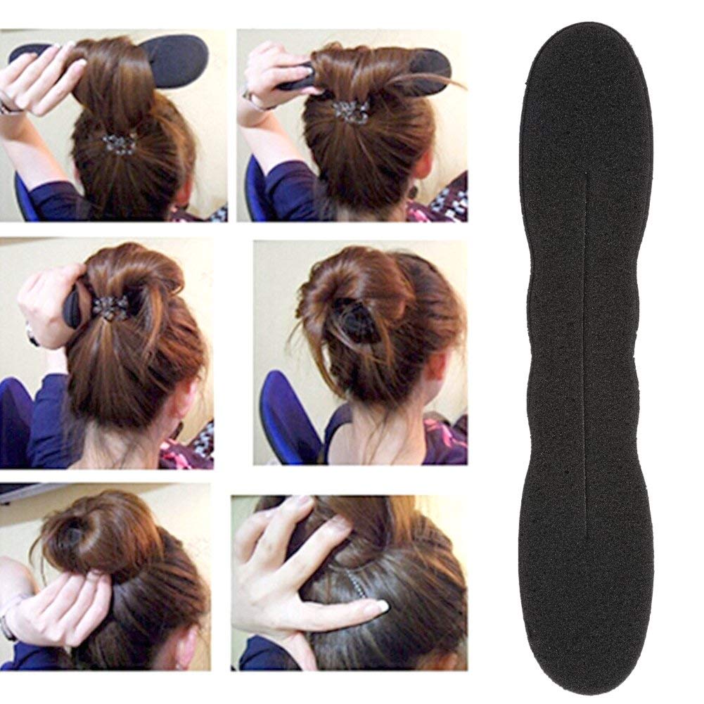Maahal™ Set of 2 Black Hair Donut Bun Maker - Magic Beauty Hairstyle Foam Sponge for Easy Updos & Stylish Buns - Perfect for Parties, Weddings & Everyday Hairstyling