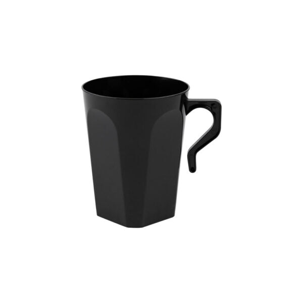 8.5oz Black Square Plastic Coffee Mugs - Set of 8 Reusable Cups for Office, Camping, Picnics & Outdoor Activities