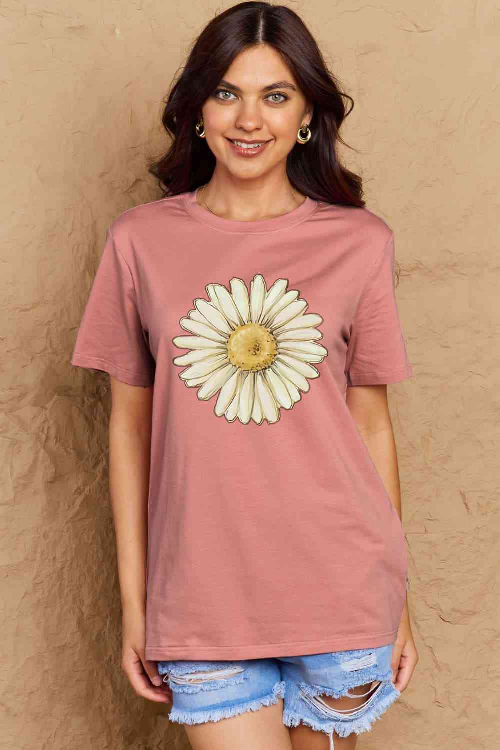 FLOWER Graphic Cotton T-Shirt for Men & Women - Soft Comfortable Tee up to 3XL - Casual Wear for Everyday Outfits, Street Style & Summer Fashion