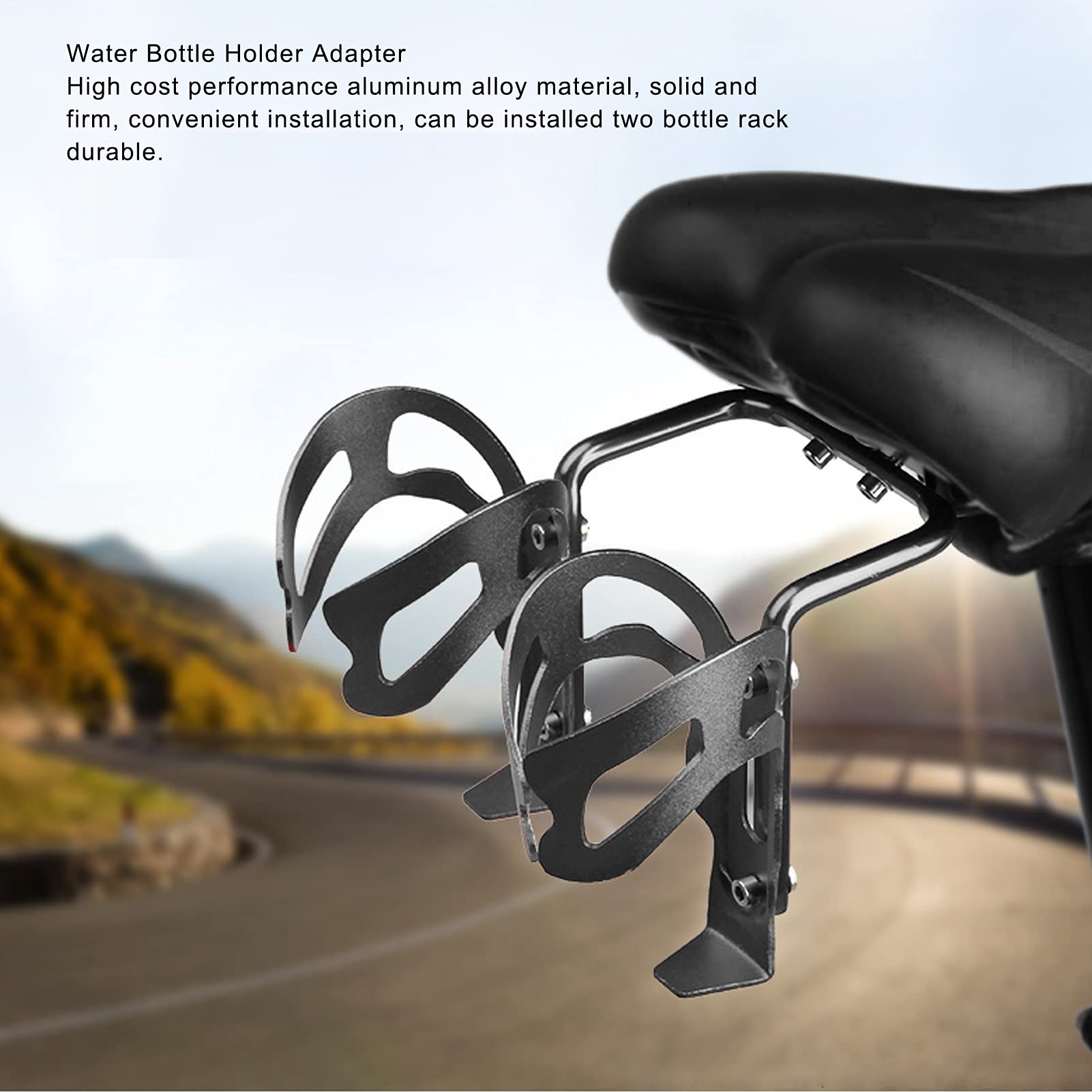 Keenso Bike Water Bottle Cage - Seat Post Mount Double Bottle Holder Adapter with Spare Parts (Black) | Perfect for Road Bikes, Mountain Bikes & Cycling Accessories