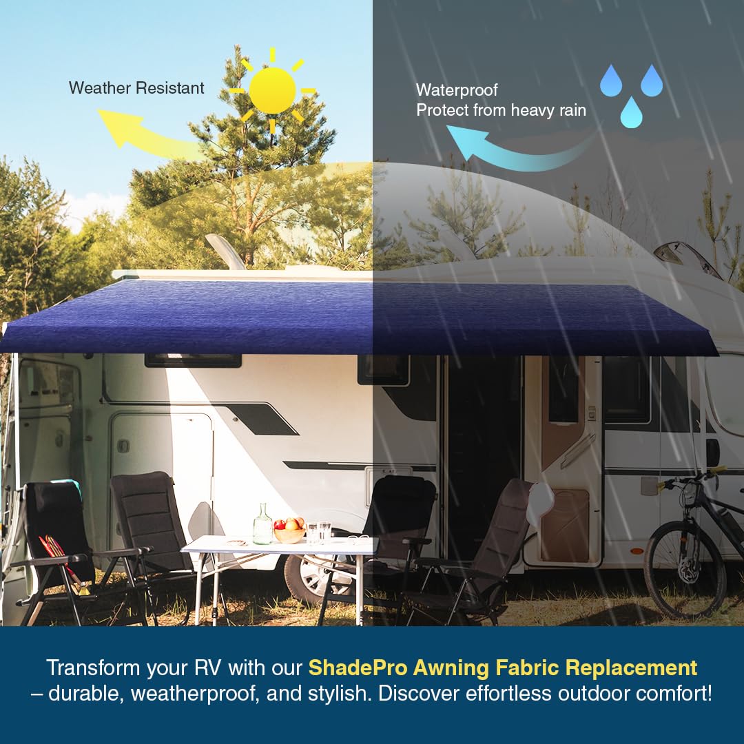 Shade Pro RV Awning Replacement Fabric - 18ft Heavy Duty Vinyl Canopy (17'2