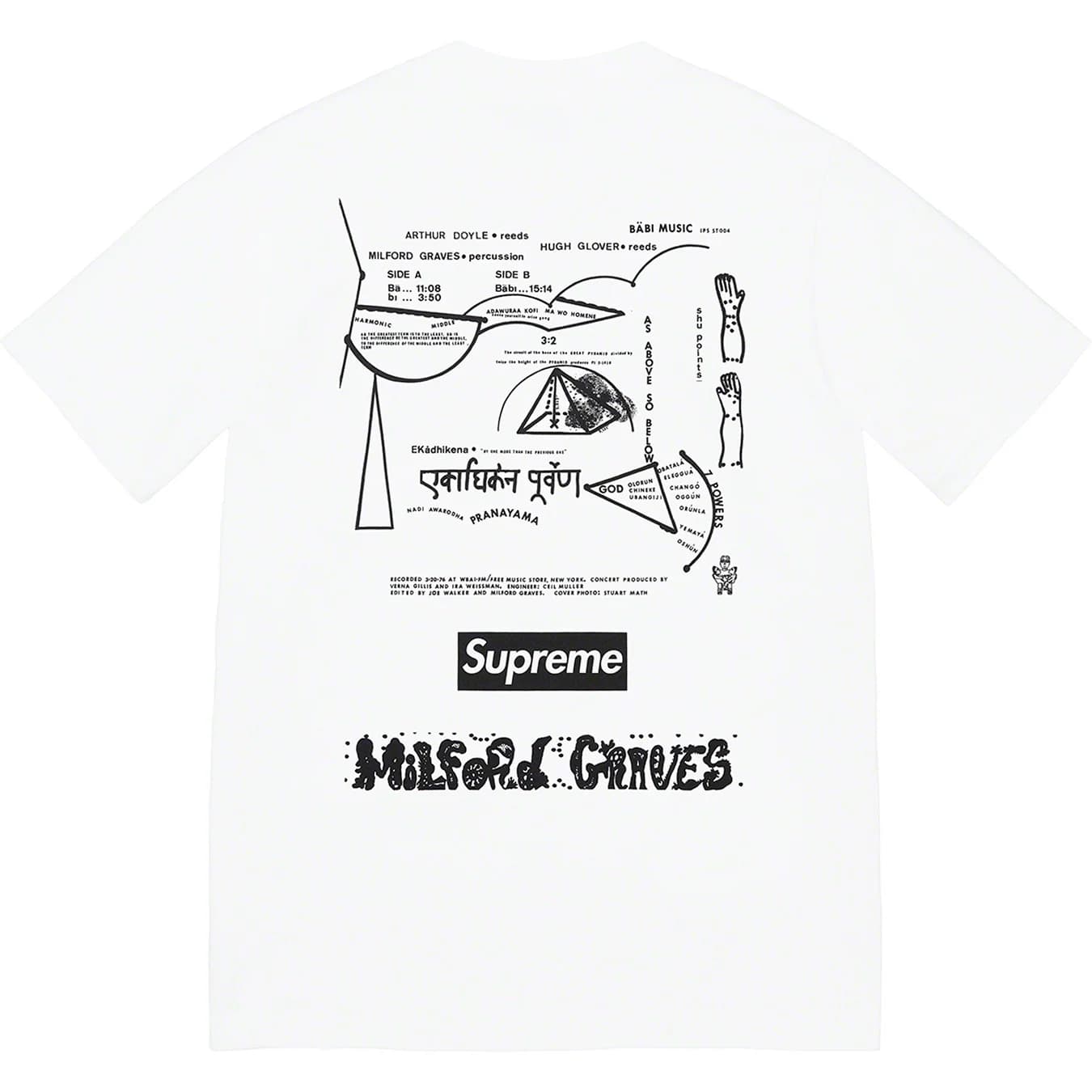 Supreme Milford Graves Graphic T-Shirt - White Cotton Tee for Men & Women - Perfect for Streetwear, Concerts, and Casual Outfits