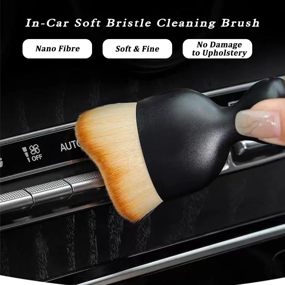 4-Piece Car Detailing Brush Set - Soft Bristle Interior & Exterior Cleaning Kit for Dashboard, AC Vents, Leather Seats & Engine - Perfect for Car Washing, Detailing & Maintenance (Yellow)