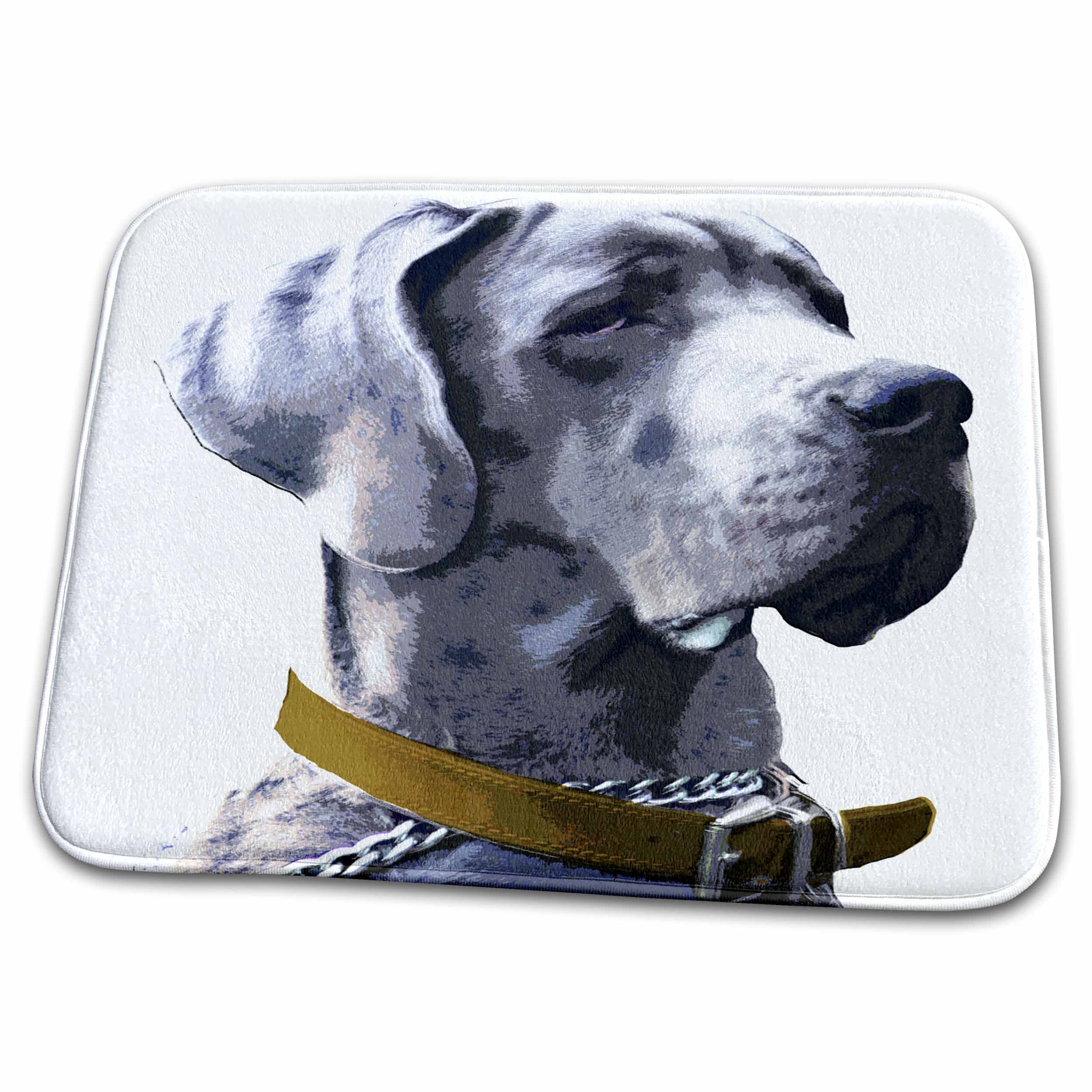 Funny Great Dane Dog Bathroom Rug Mat - Non-Slip Soft Absorbent Bath Mat for Bathroom, Shower & Laundry Room - 3D Printed Design with Serious Look Dog on White Background (rug-280399-1) - Perfect for Pet Lovers' Home Decor