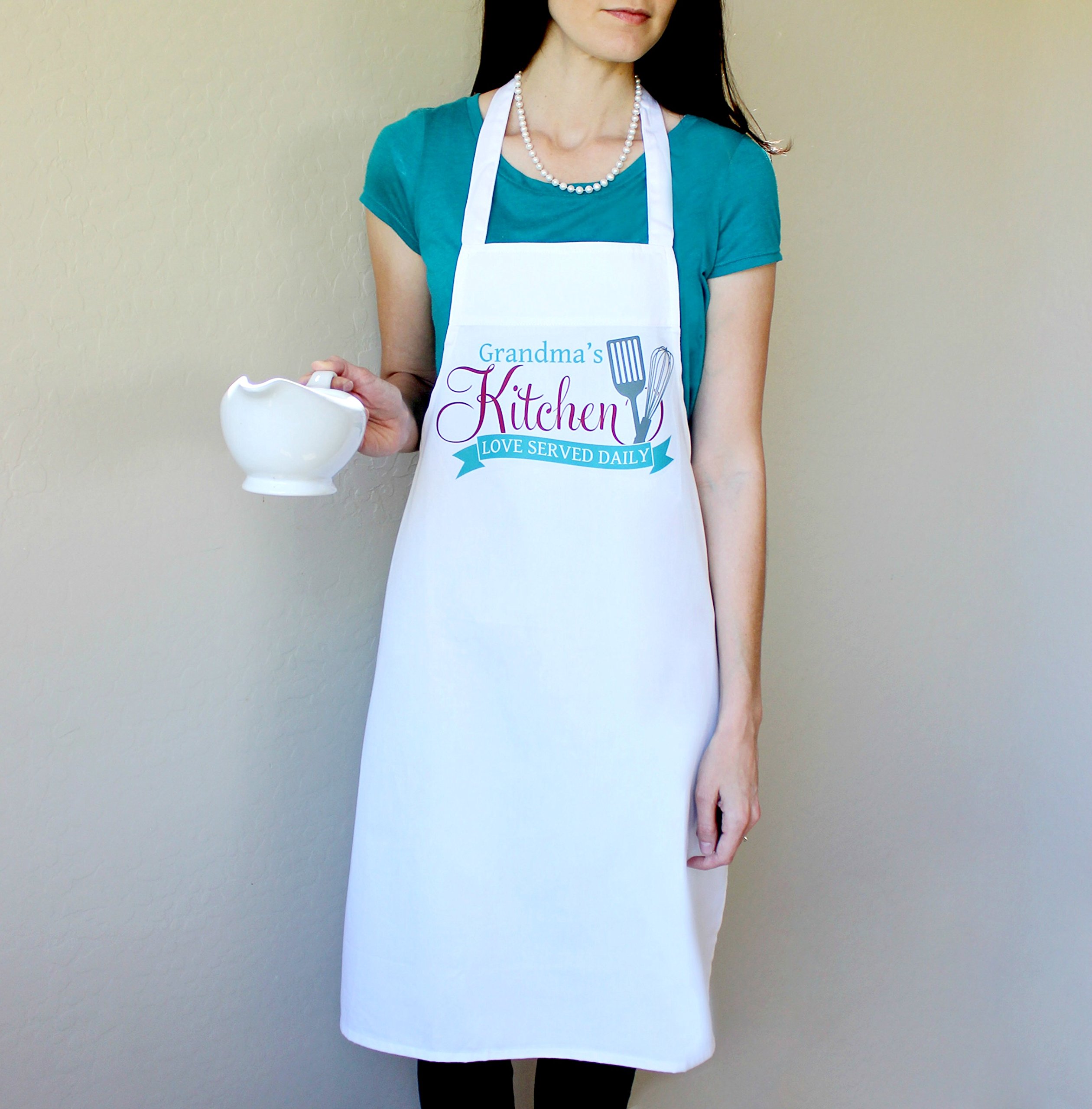 Grandma's Kitchen Love Served Daily - 100% Cotton Apron for Cooking, Baking & Grilling - Perfect Home Chef Gift