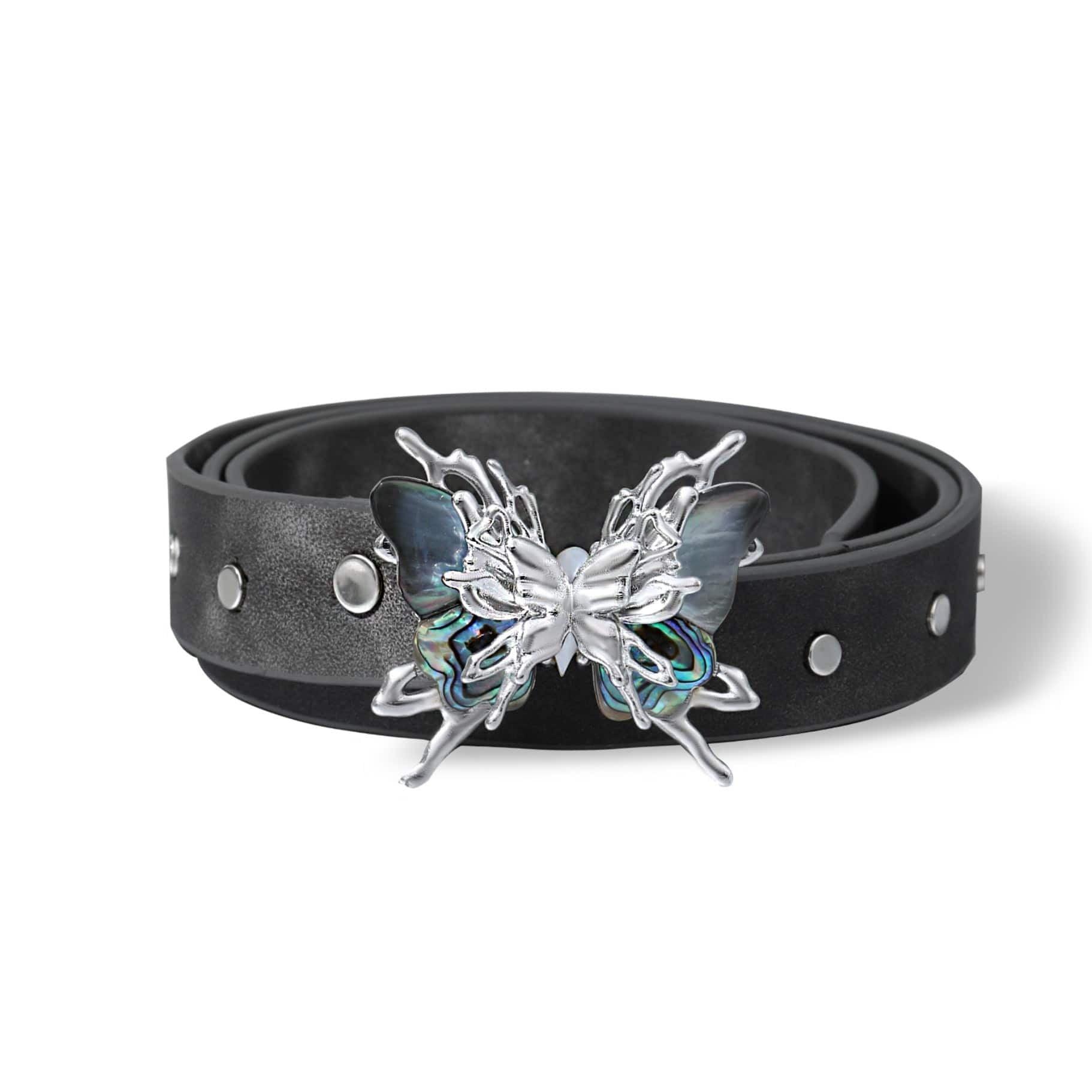 Butterfly Wasteland Abalone Shell Belt - Handmade Boho Leather Waist Belt for Women | Perfect for Music Festivals, Beach Outfits & Bohemian Style Fashion