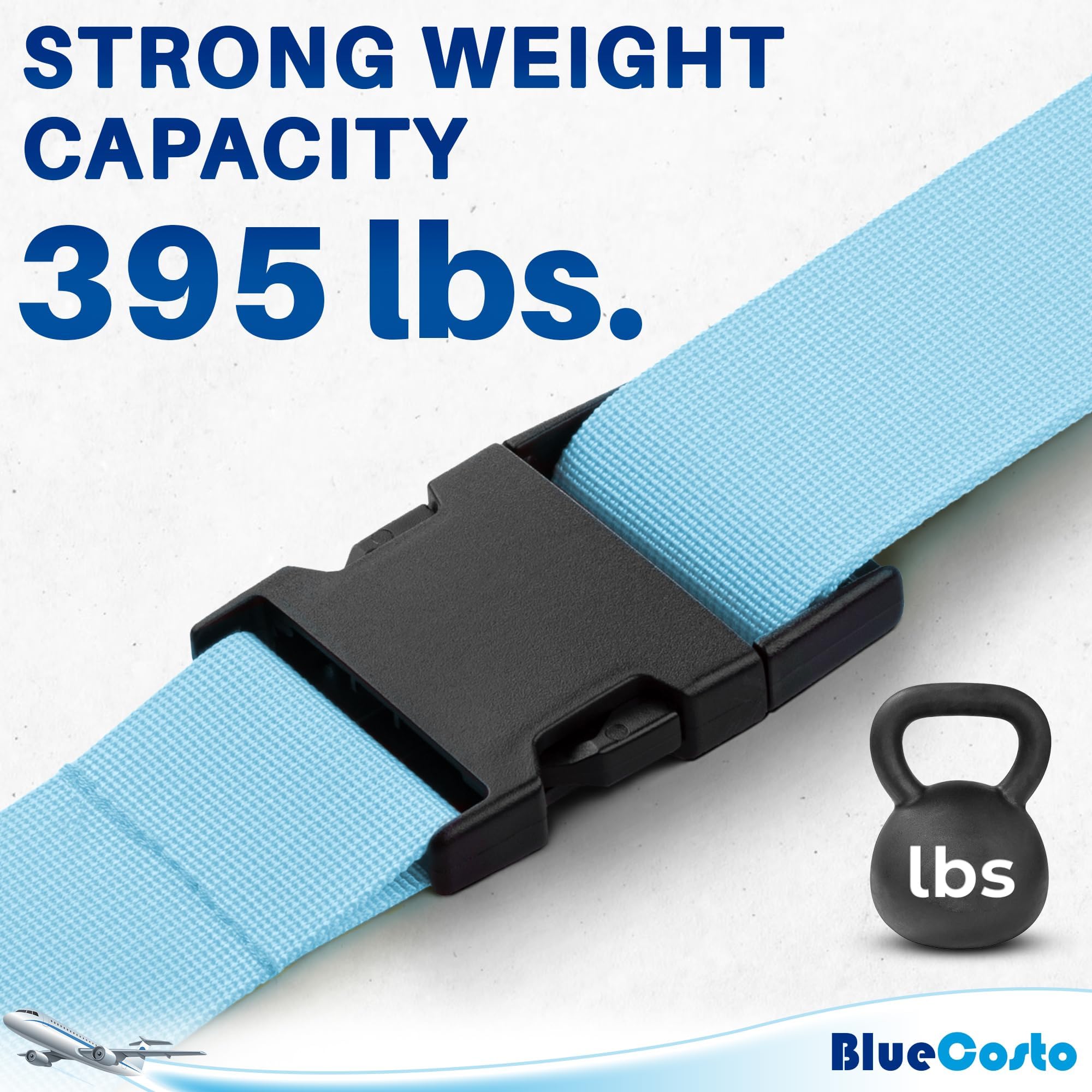 Premium Nylon Luggage Straps for Suitcases - Heavy-Duty Adjustable Travel Belt (46”-78”) - Secure Suitcase, Briefcase, Backpack & Travel Bag - 4 Pack Blue - Ideal for Air Travel, Commuting & Vacation Packing
