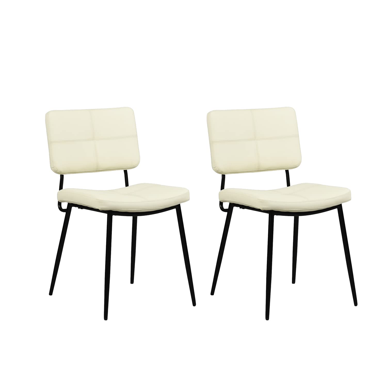 FurnitureR Industrial Dining Chairs Set of 2 - Heavy Duty Metal Frame & Ergonomic Upholstered Seats for Kitchen, Restaurant, or Home Dining Room | Modern Side Chairs with Comfortable Back Support
