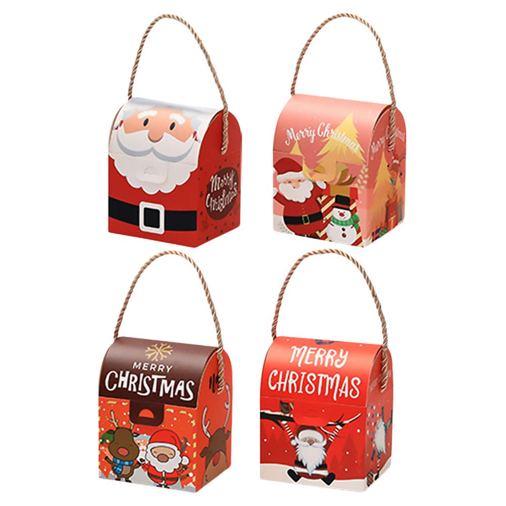 LUOZZY 4-Piece Christmas Creative Paper Gift Box Set - Holiday Candy Packaging Boxes for Christmas Eve, Party Favors, Gift Wrapping & Festive Treat Storage